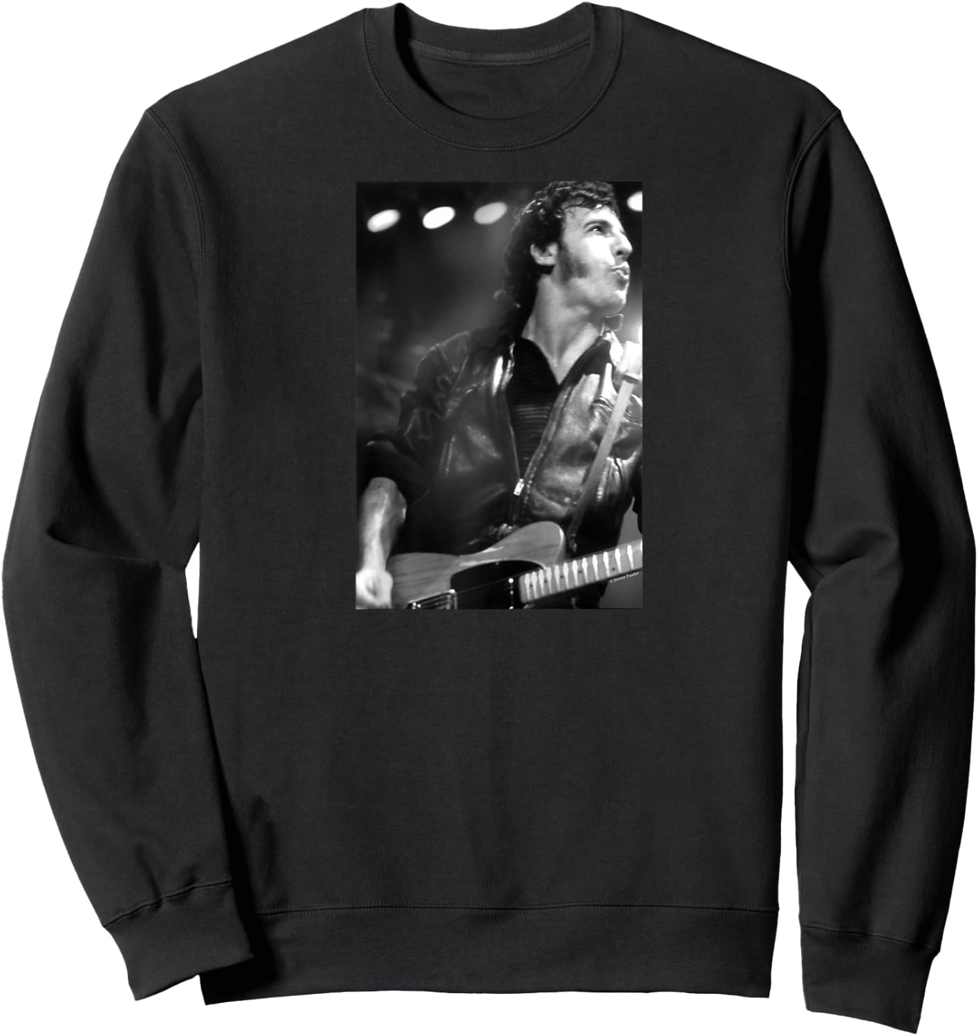 Bruce Springsteen Live On Stage By Simon Fowler Raglan Baseball Sweatshirt - Sweatshirt | Black