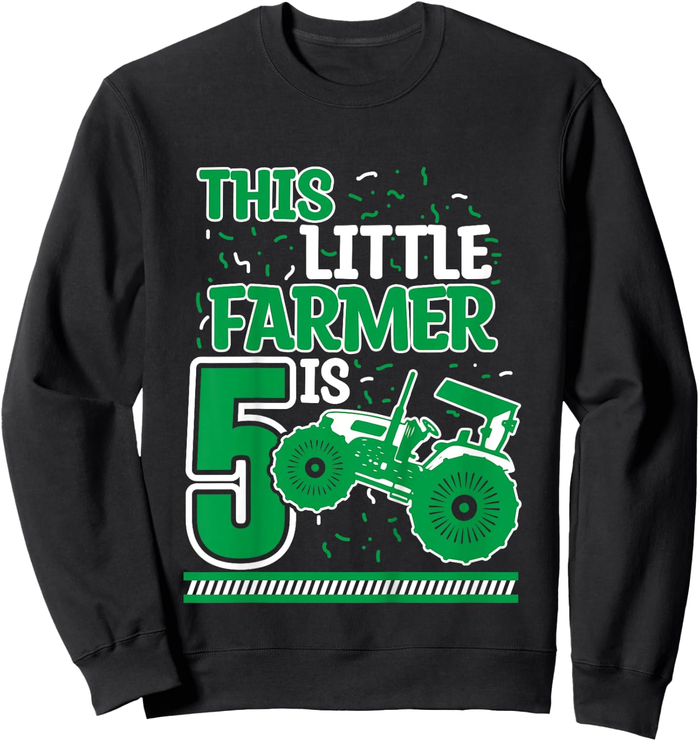 Kids 5 Years Old Boy Tractor Little Farmer 5th Birthday Kids Sweatshirt - Sweatshirt | Black