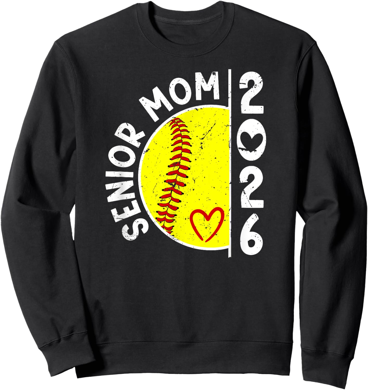 Proud Softball Senior Mom 2026 Softball Player Senior Mama Sweatshirt - Sweatshirt | Black