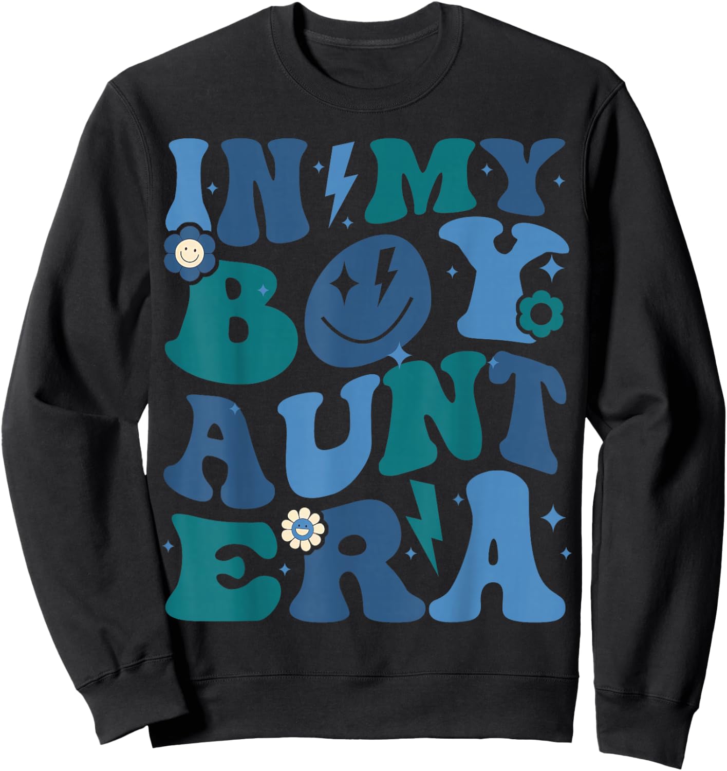 Groovy Retro In My Boy Aunt Era Cool Funny For Auntie Kids Sweatshirt - Sweatshirt | Black