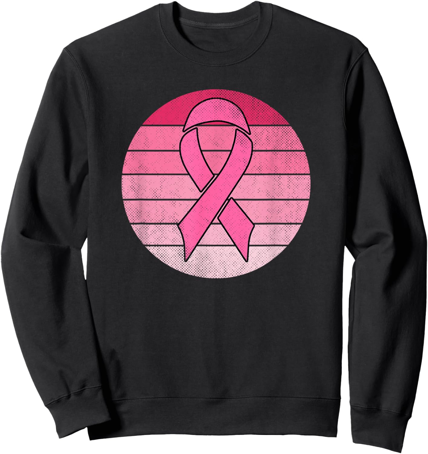 Vintage Pink Ribbon Breast Cancer Awareness Costume Retro Sweatshirt - Sweatshirt | Black