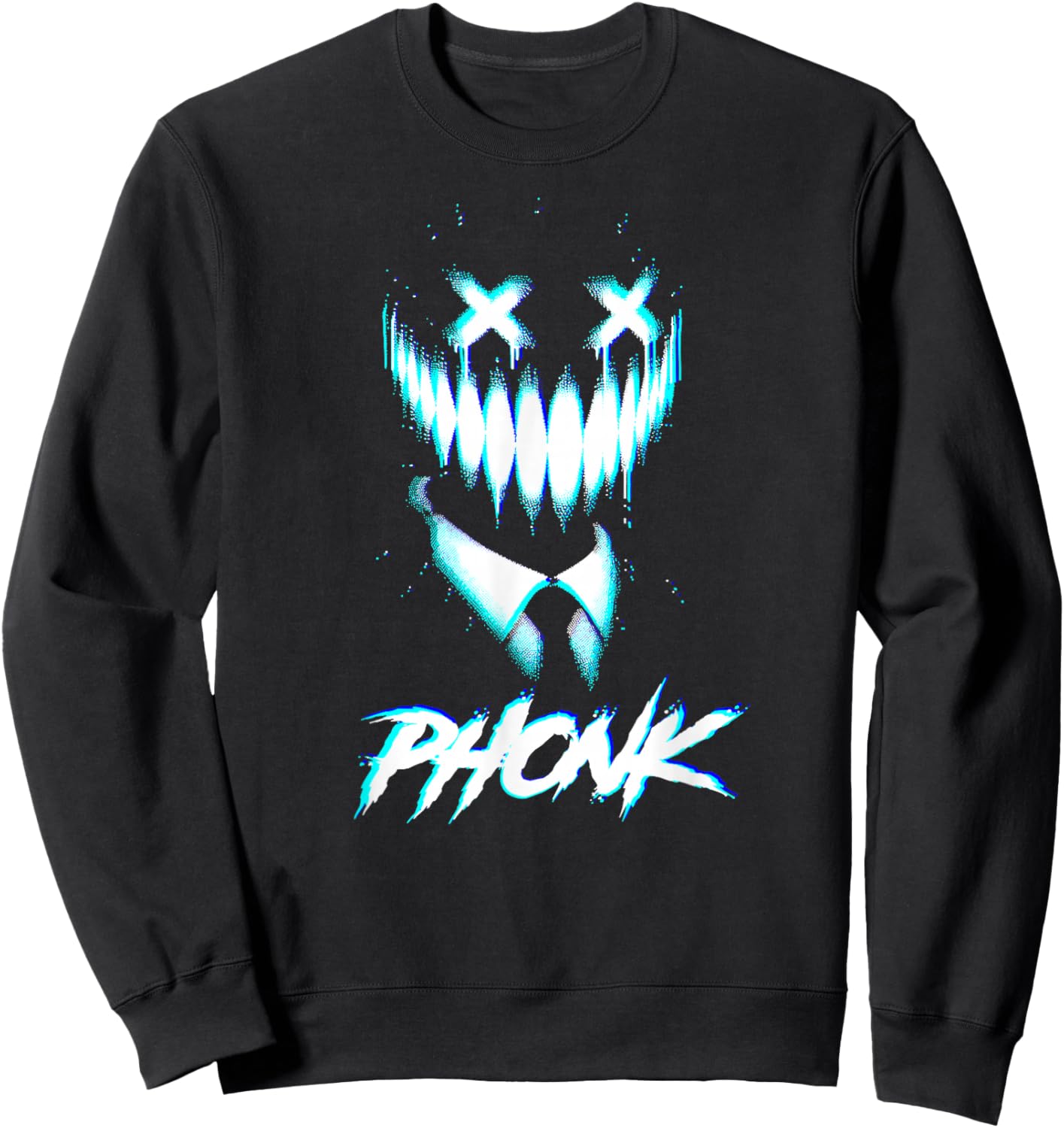 PHONK Music EDM techno glitchy creepy troll meme sigma phonk Sweatshirt - Sweatshirt | Black