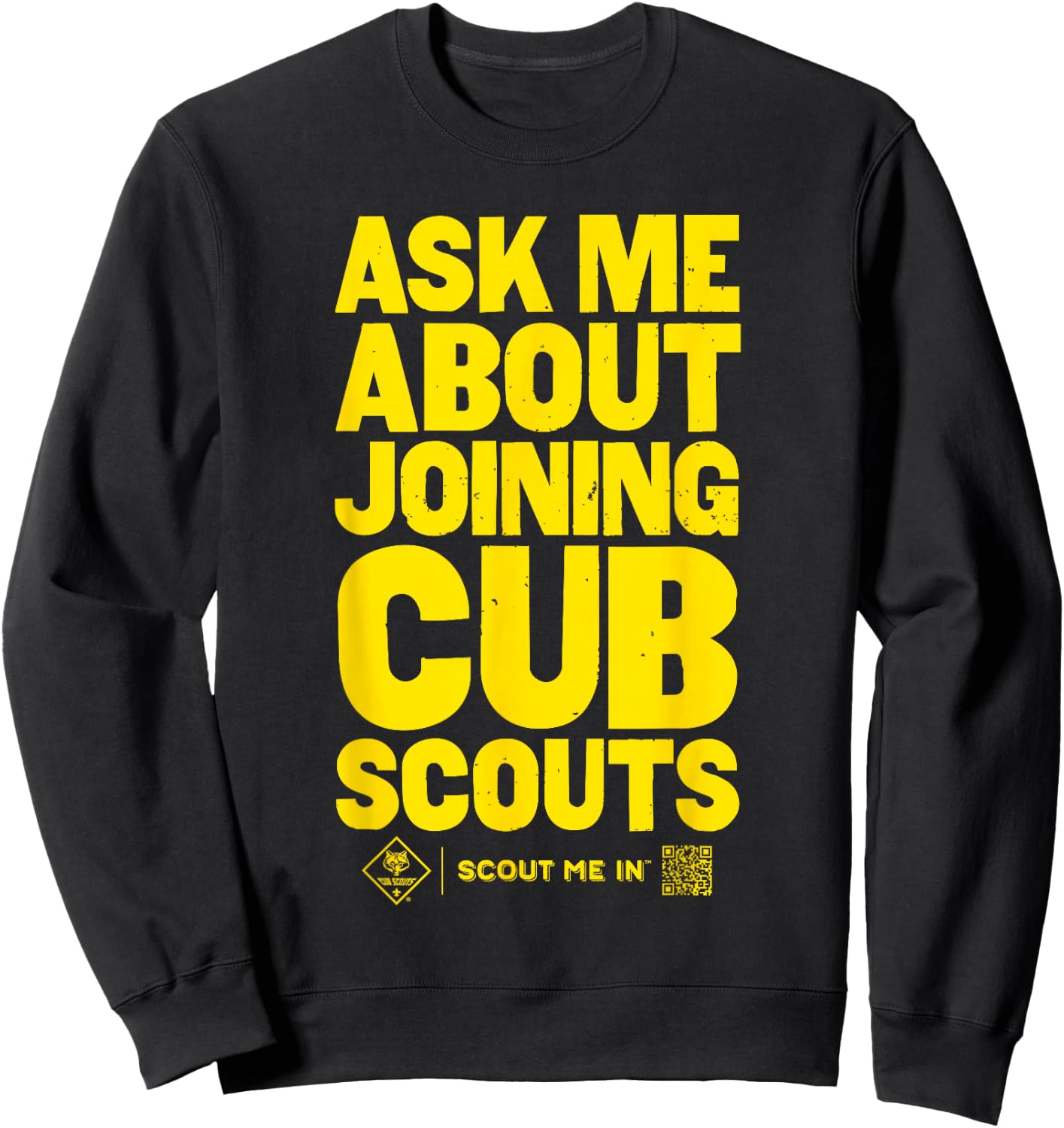Ask Me About Joining Cub Scouts (Yellow) Sweatshirt - Sweatshirt | Black