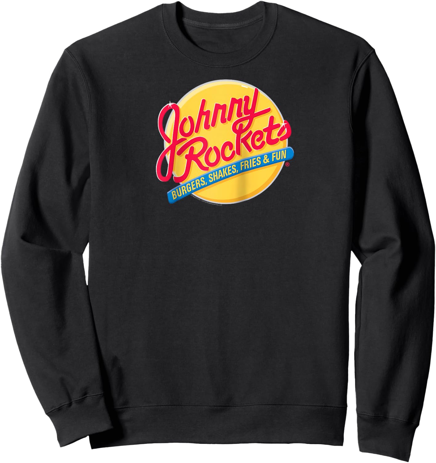 Johnny Rockets Vintage Logo Fast Food Raglan Baseball Sweatshirt - Sweatshirt | Black