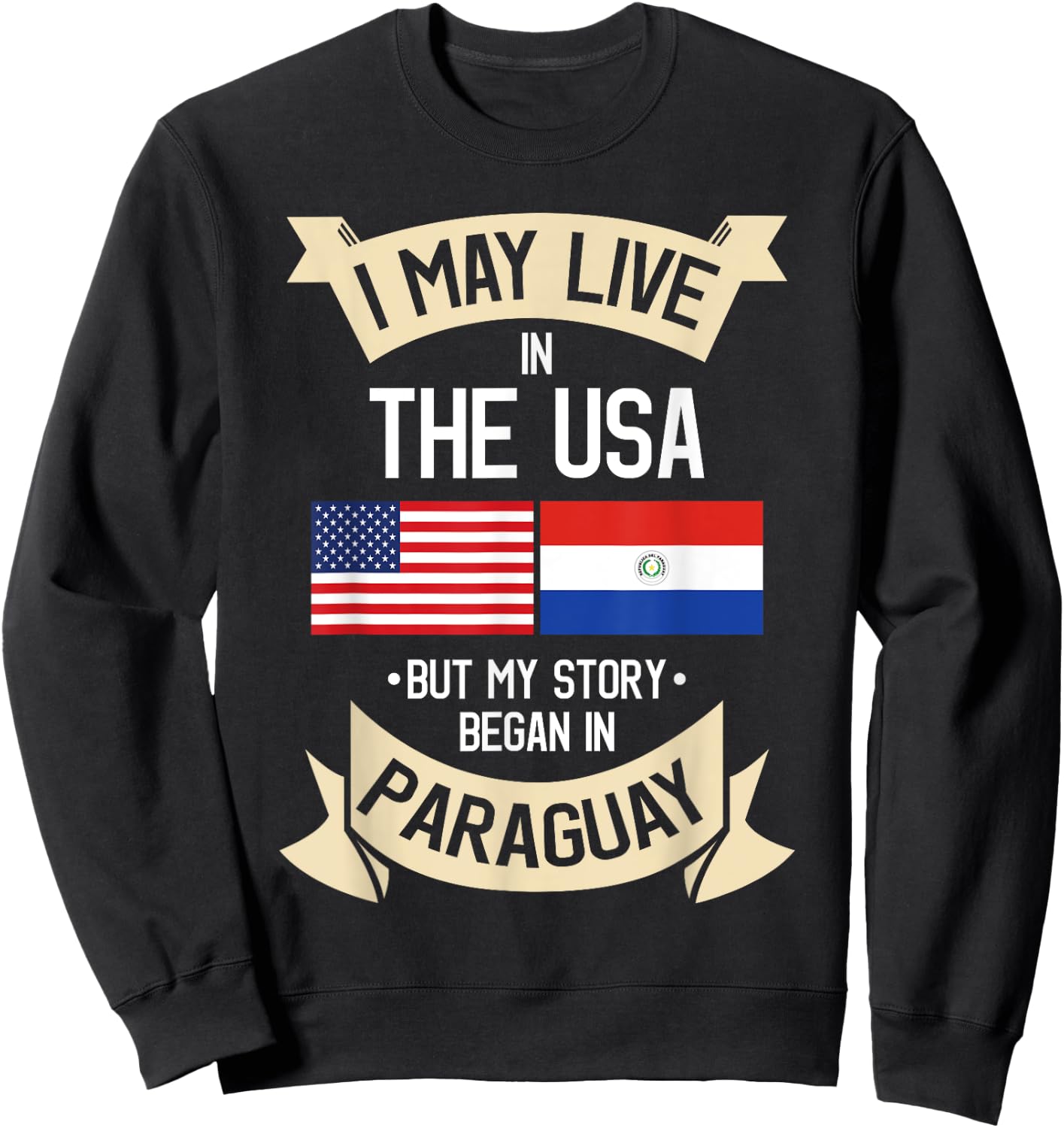 Paraguay American Flag USA Paraguayan Roots Gifts Girls Kids Men Sweatshirt - Sweatshirt | Black