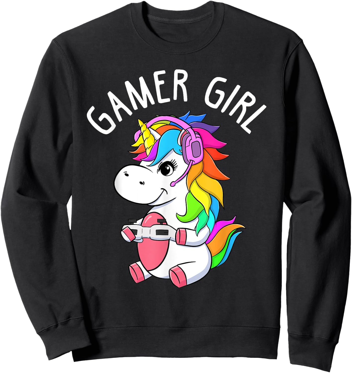 Gamer Girl Gaming Unicorn Cute Video Game Gift Women Girls Sweatshirt - Sweatshirt | Black