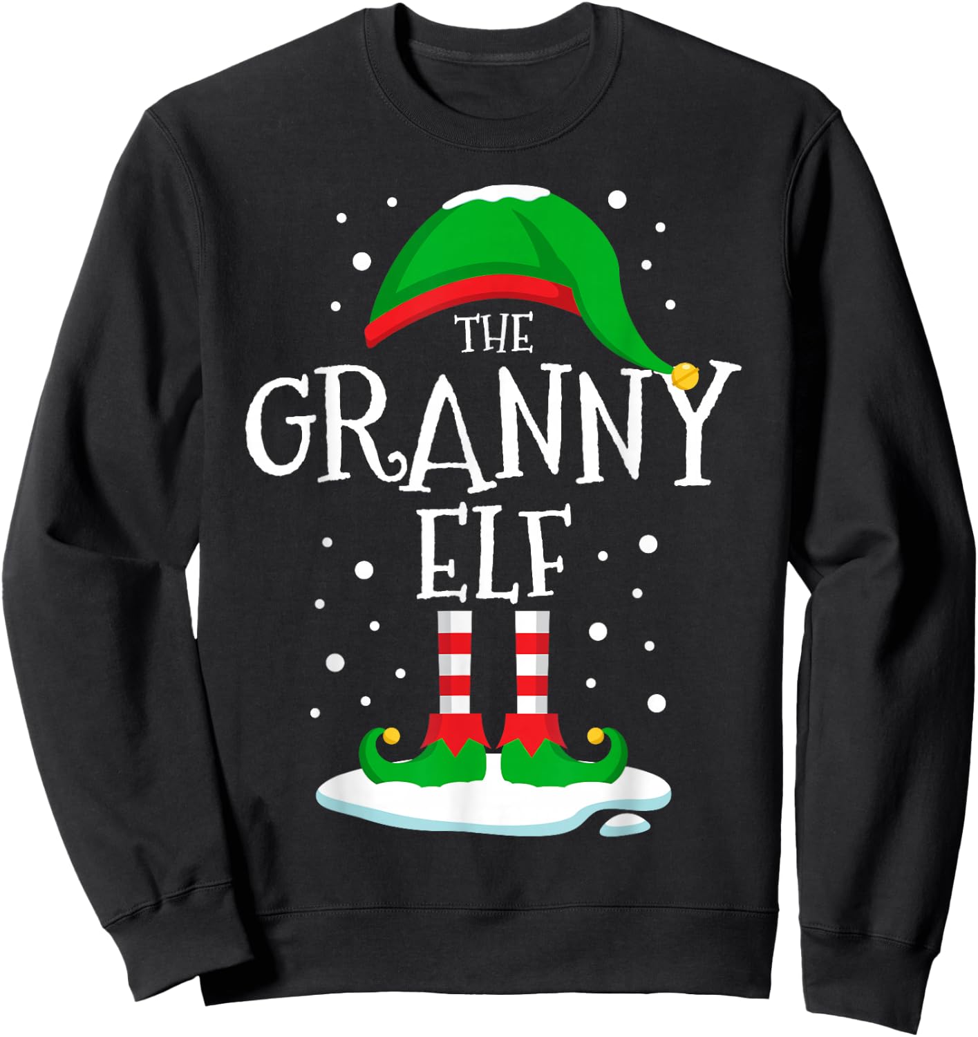 The Granny Elf Christmas Family Matching Xmas Grandma Funny Sweatshirt - Sweatshirt | Black
