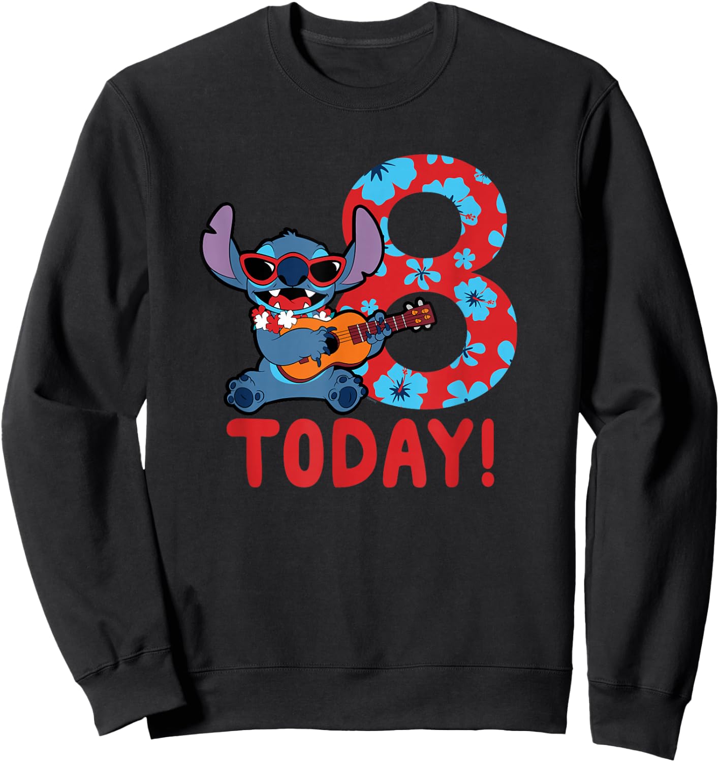 Disney Lilo & Stitch Tropical Birthday 8 Years Old Today Sweatshirt - Sweatshirt | Black