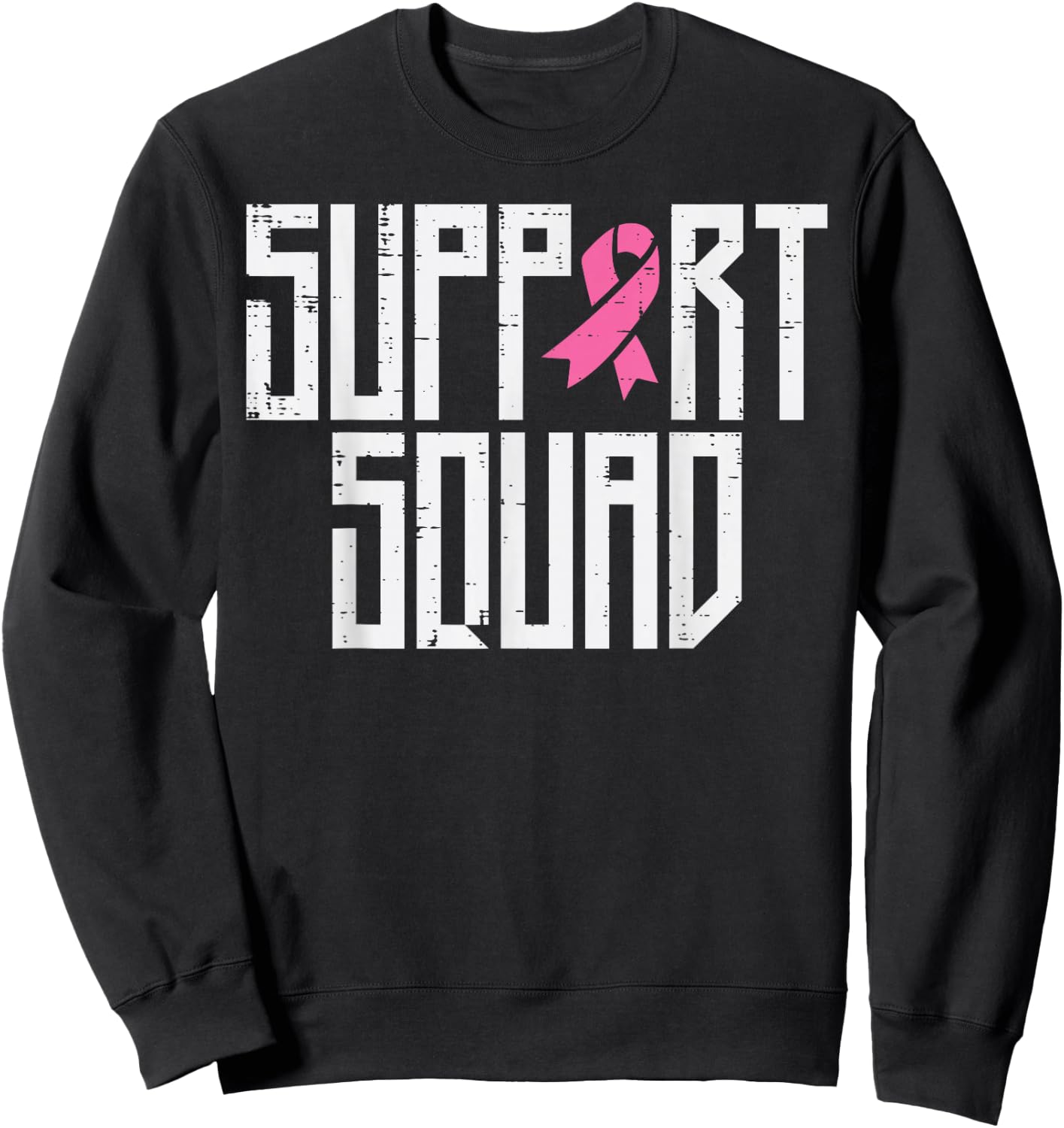 Support Squad Pink Ribbon Family Breast Cancer Awareness Sweatshirt - Sweatshirt | Black