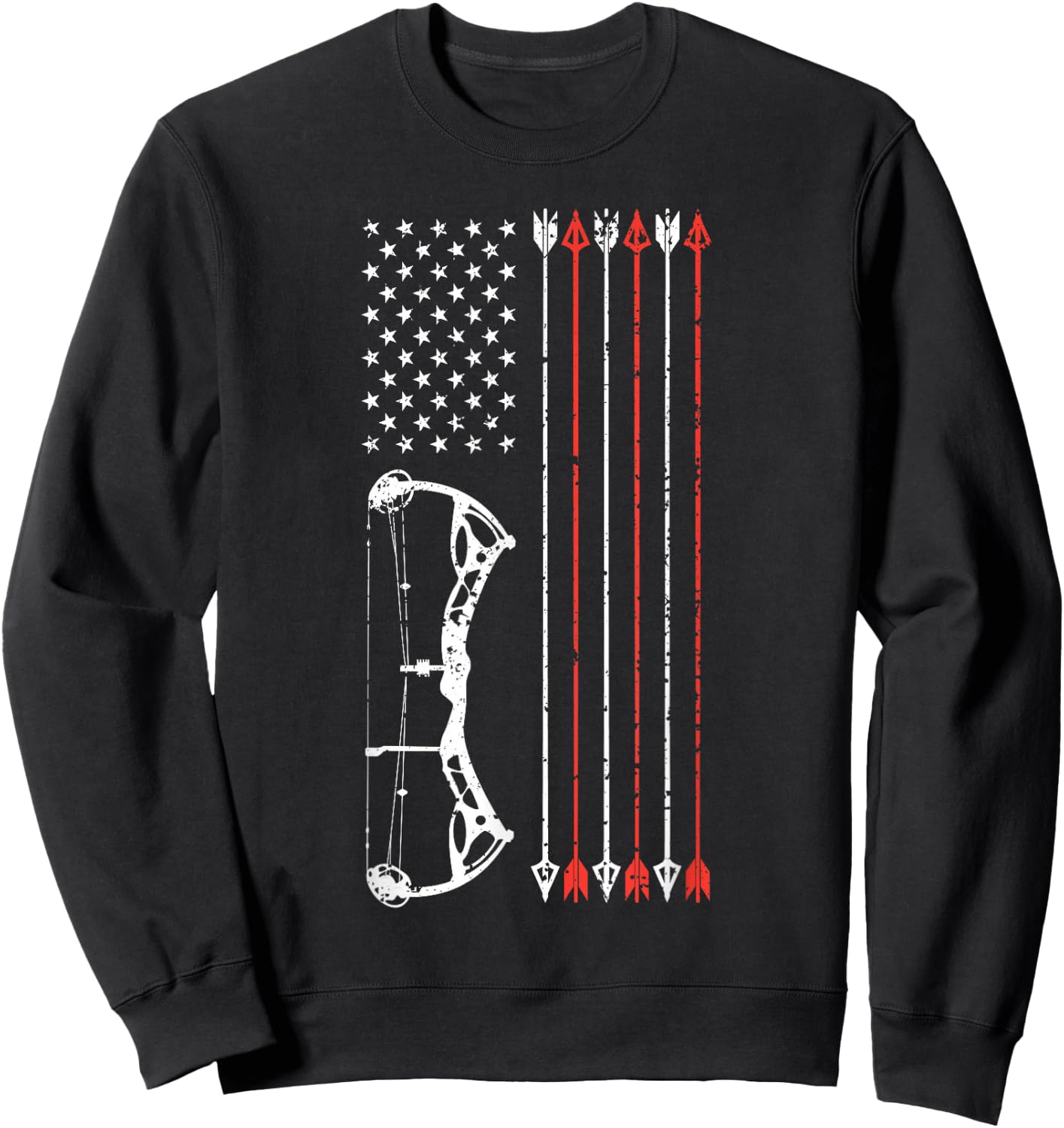American Flag Hunter Archery Women Men Bow Hunting Sweatshirt - Sweatshirt | Black