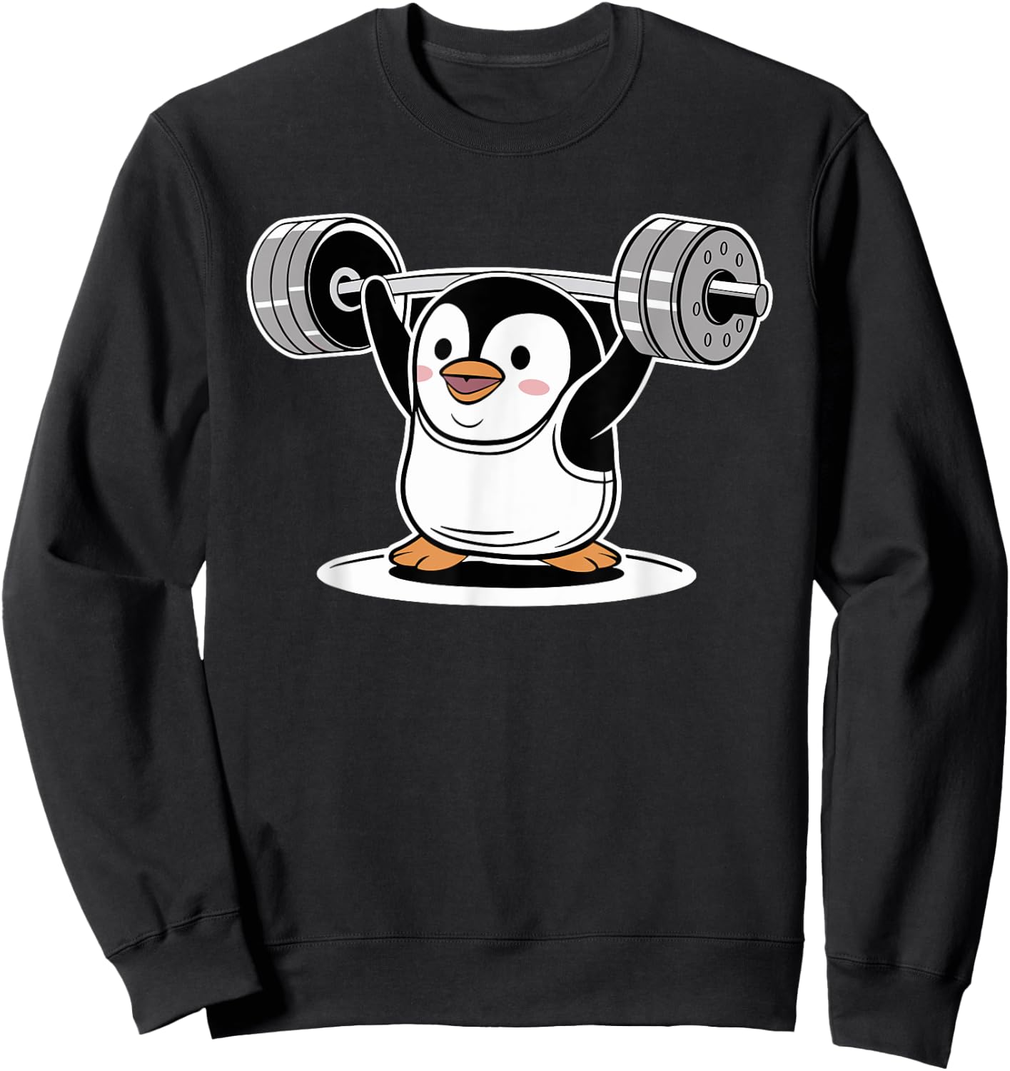 Cute Penguin Weightlifting Fitness Sport Gym Weightlifter Sweatshirt - Sweatshirt | Black