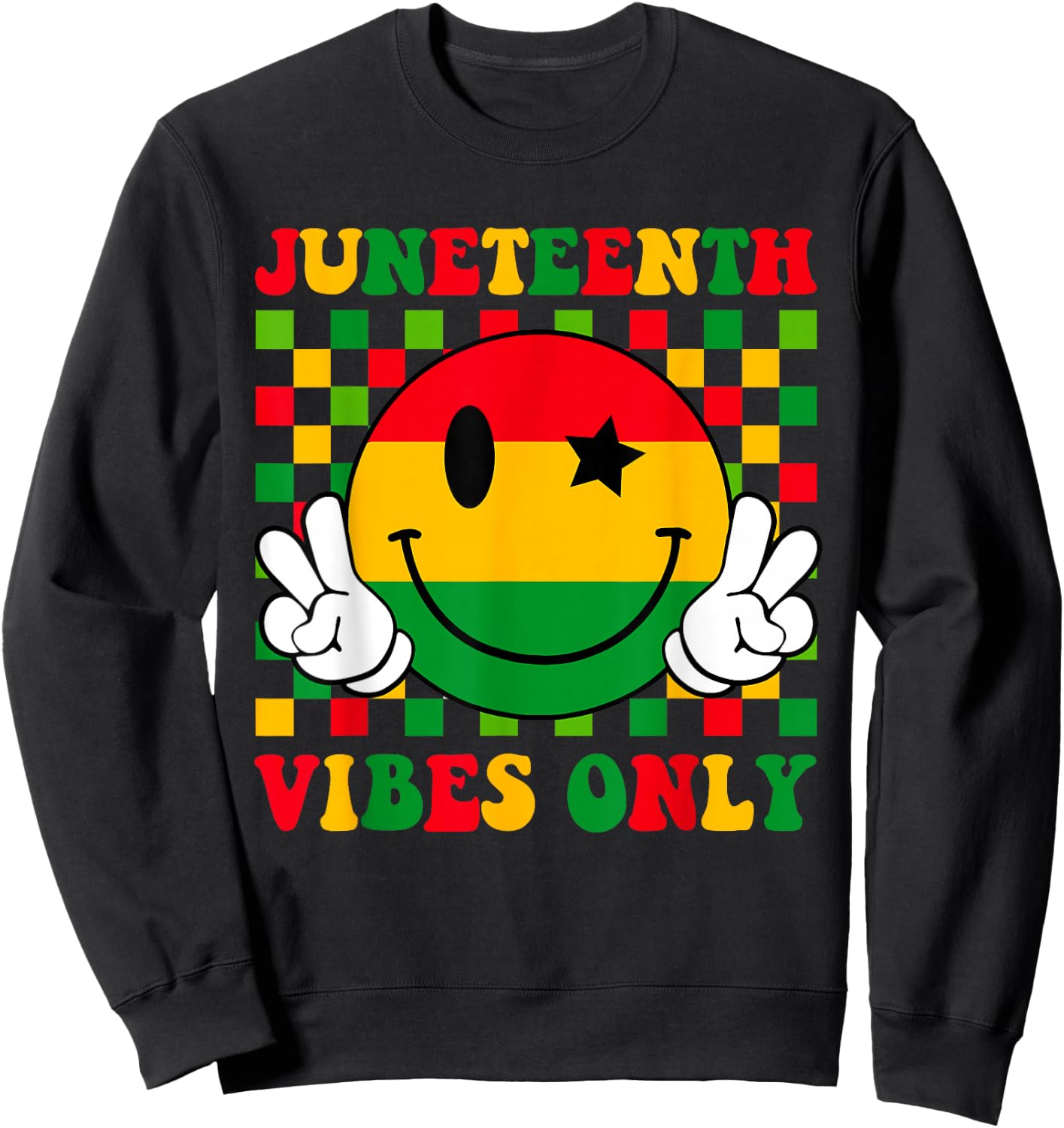 Juneteenth Vibes Only 1865 African Smile Face Girls Sweatshirt - Sweatshirt | Black