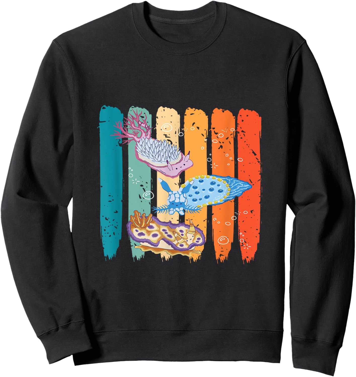 Mollusk Retro Marine Biologist Sea Slug Aquarist Nudibranch Sweatshirt - Sweatshirt | Black
