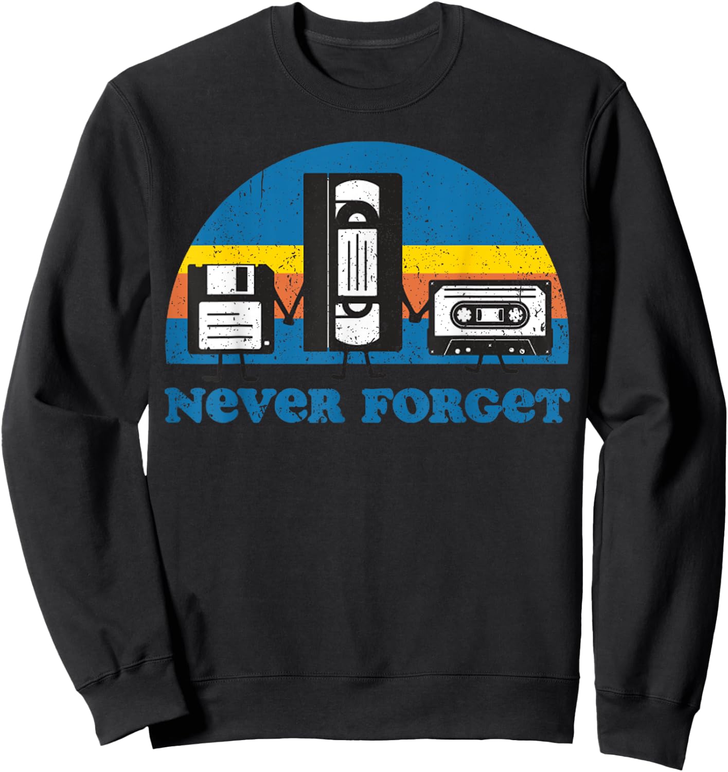Never Forget Cassette Tape VHS Gamer Old School Sweatshirt - Sweatshirt | Black