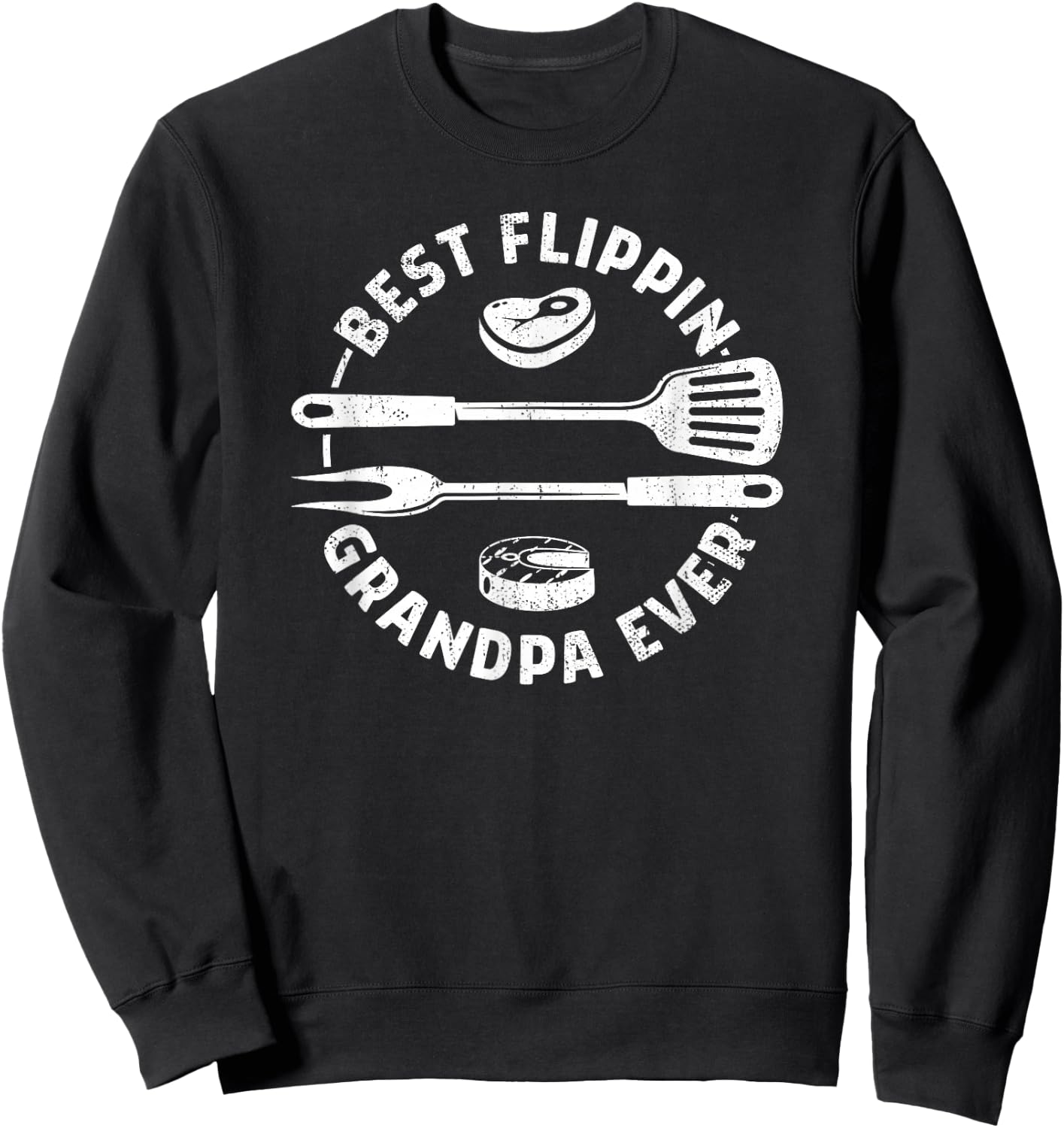 Best Flippin Grandpa Ever Funny BBQ Grilling Smoking Sweatshirt - Sweatshirt | Black