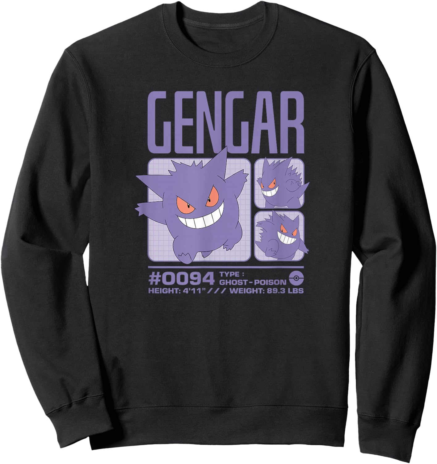 Pokémon - Gengar Pastel Stats Grid Sweatshirt - Sweatshirt | Black