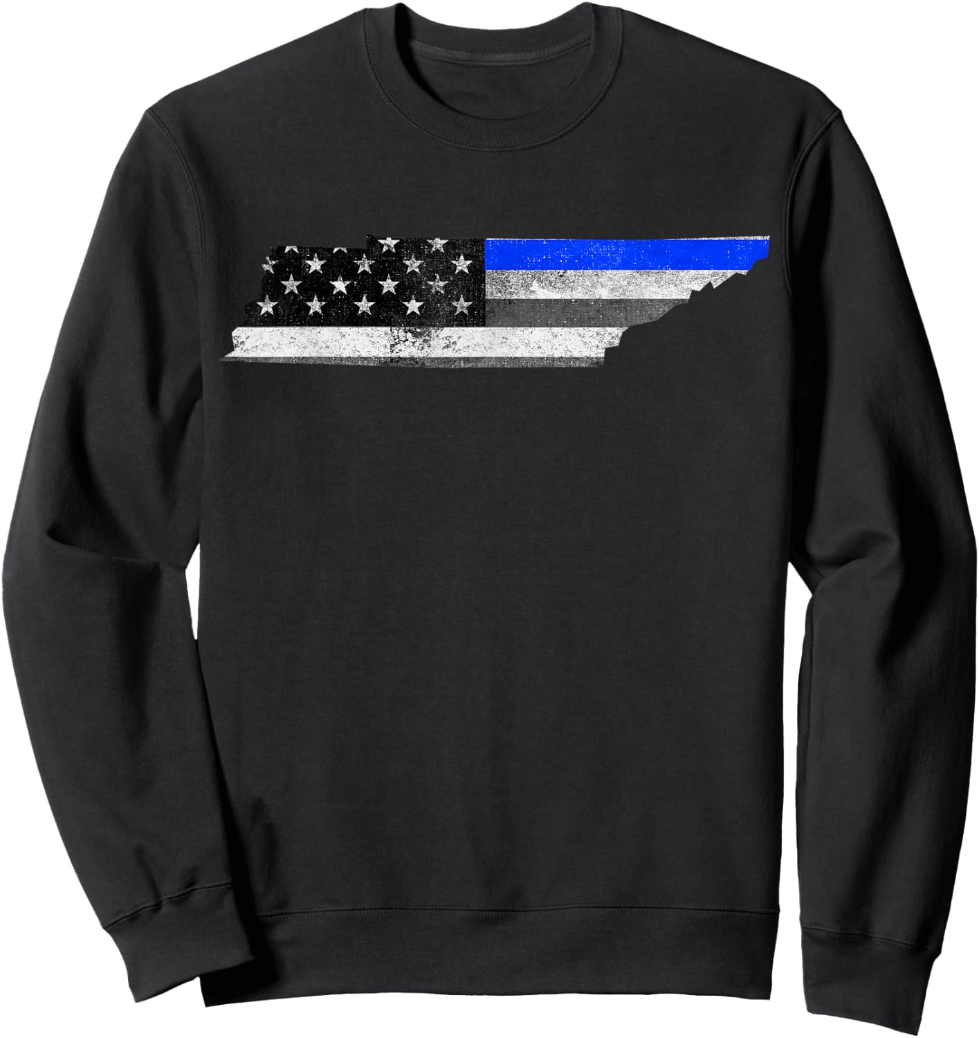 Tennessee Police Thin Blue Line USA Flag Map Shirt Sweatshirt - Sweatshirt | Black
