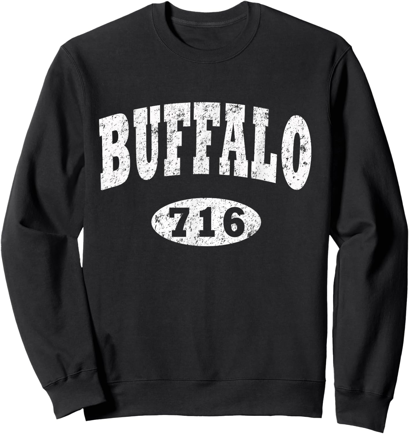 Buffalo 716 Shirt. Vintage BFLO WNY Distressed B-Lo Sweatshirt - Sweatshirt | Black