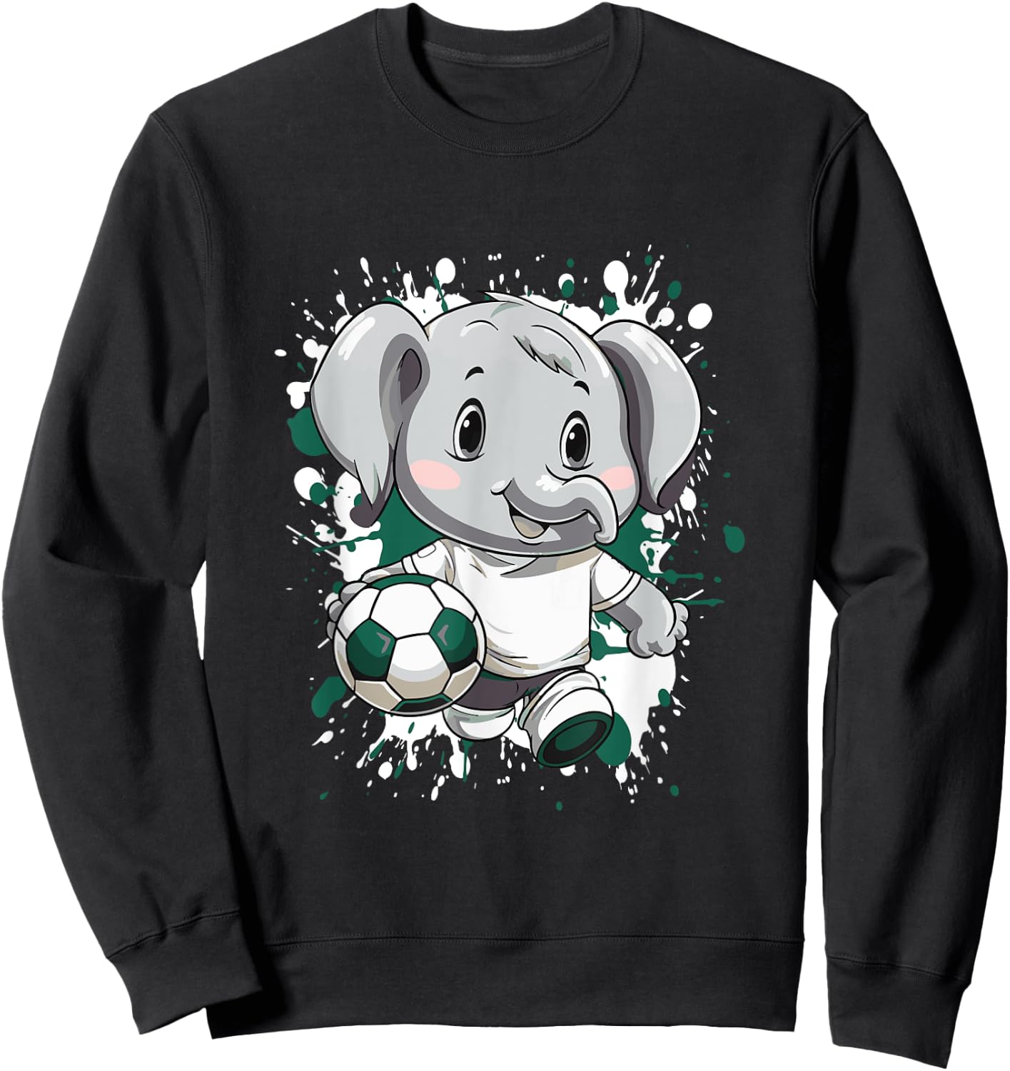 Elephant Playing Soccer | Comic Soccer Team Sweatshirt - Sweatshirt | Black