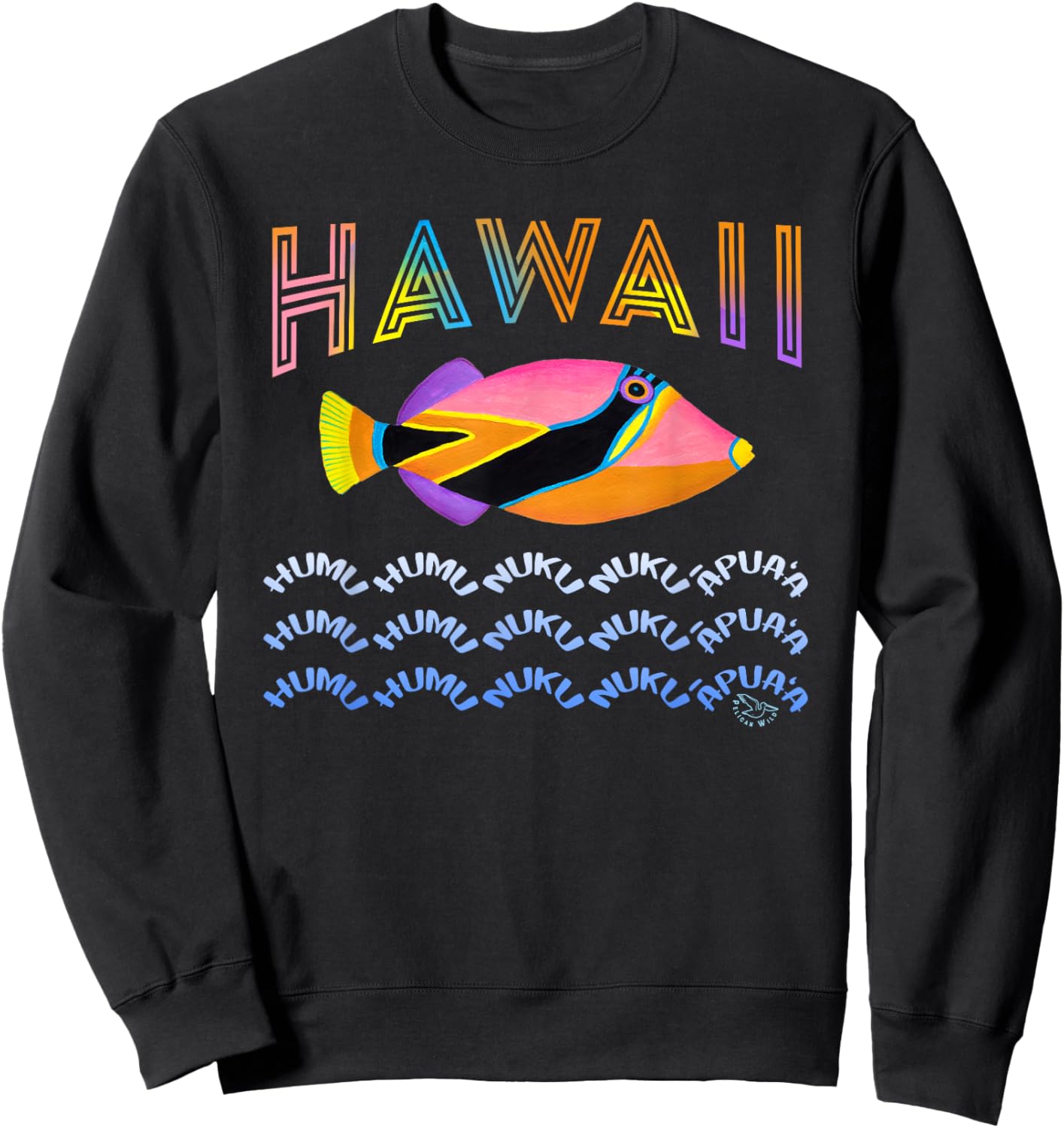 Hawaii State Fish Humuhumu Tropical Hawaiian Sweatshirt - Sweatshirt | Black