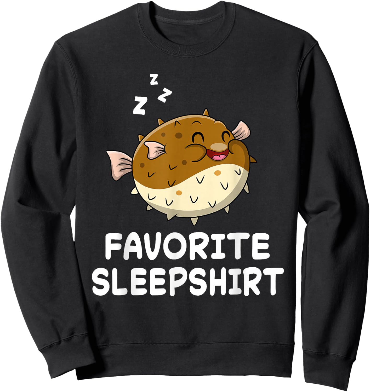 Pufferfish Puffer Fish Nap Sleeping Sleep Pajama Nightgown Sweatshirt - Sweatshirt | Black