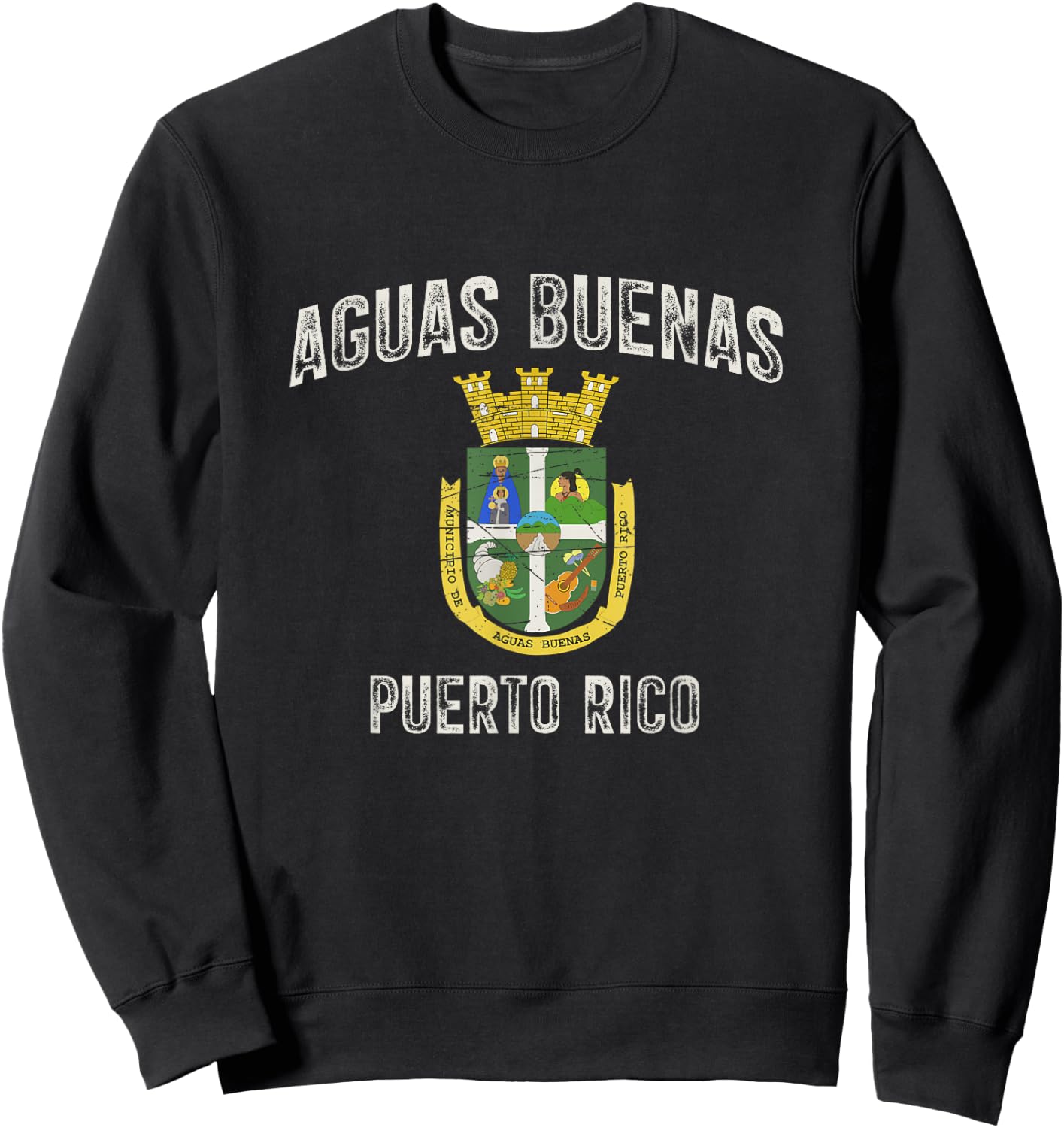 Aguas Buenas City in Puerto Rico, Aguas Buenas Armorial Sweatshirt - Sweatshirt | Black