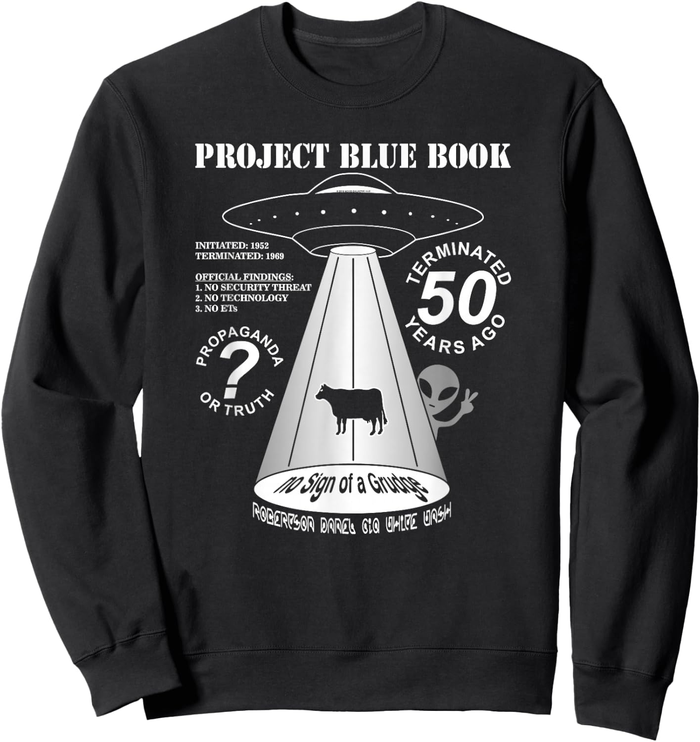 Project Blue Book UFO Investigation 50th Anniversary Sweatshirt - Sweatshirt | Black