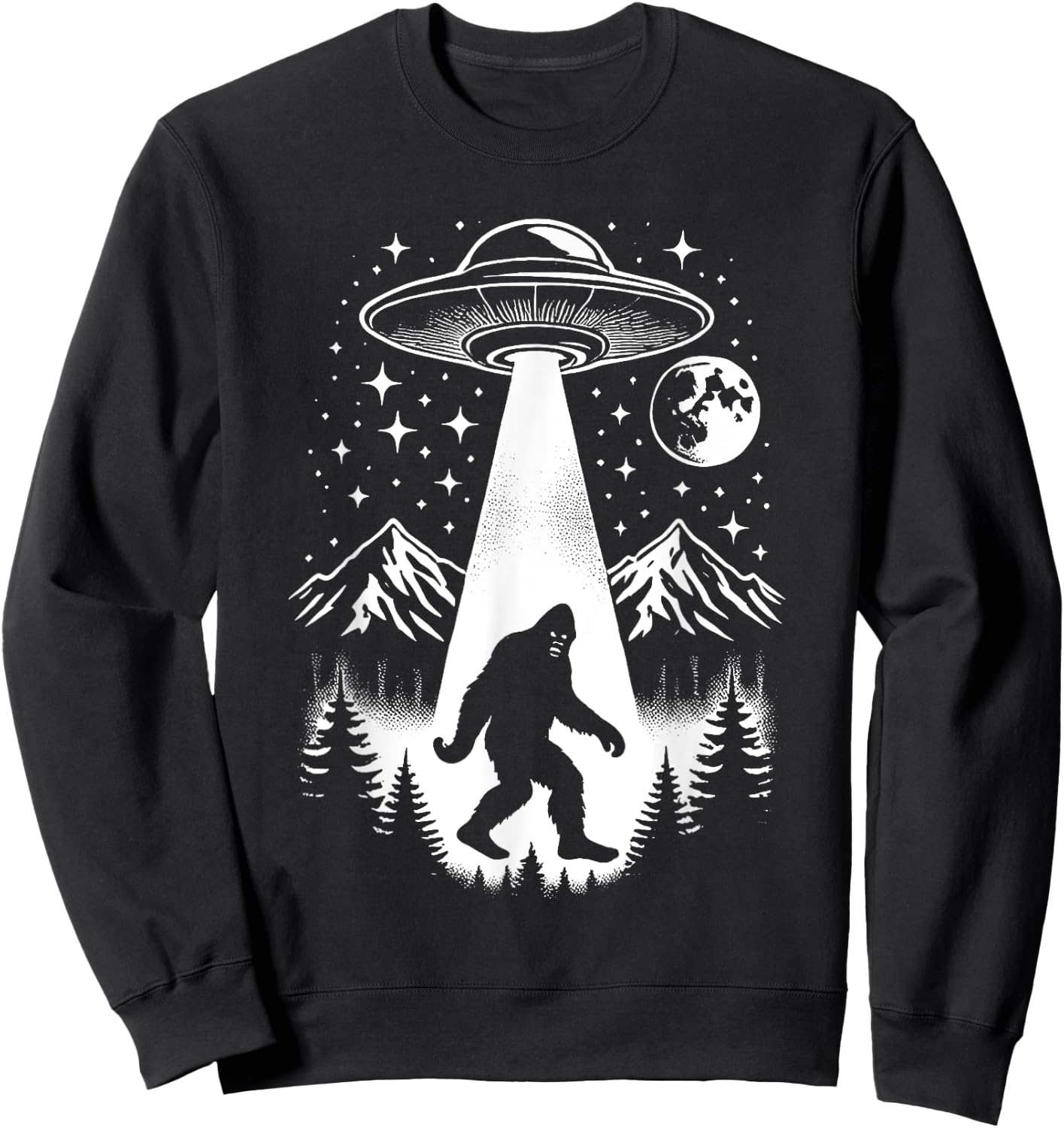 Funny Bigfoot UFO Abduction Sasquatch Alien Extraterrestrial Sweatshirt - Sweatshirt | Black