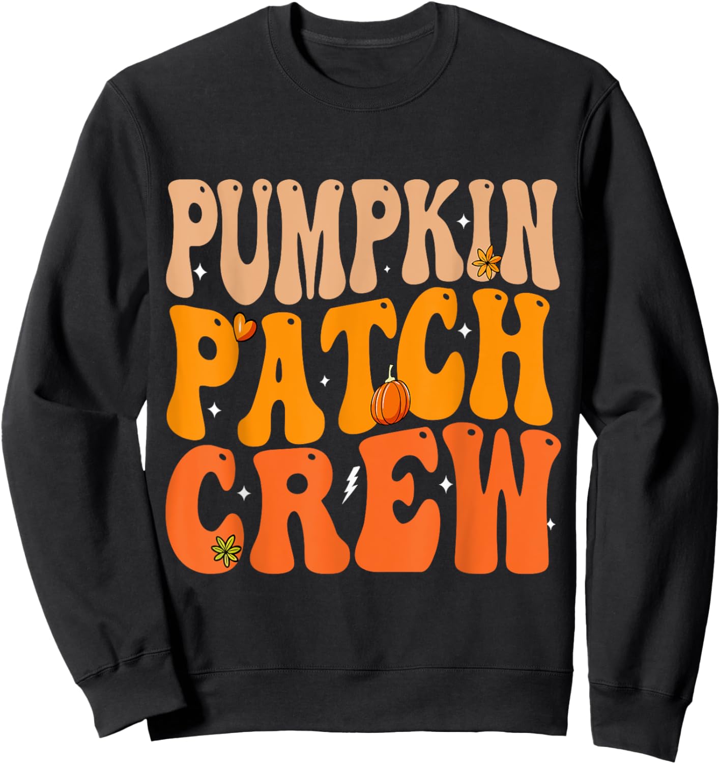 Pumpkin Patch Crew Matching Family Halloween Groovy Sweatshirt - Sweatshirt | Black