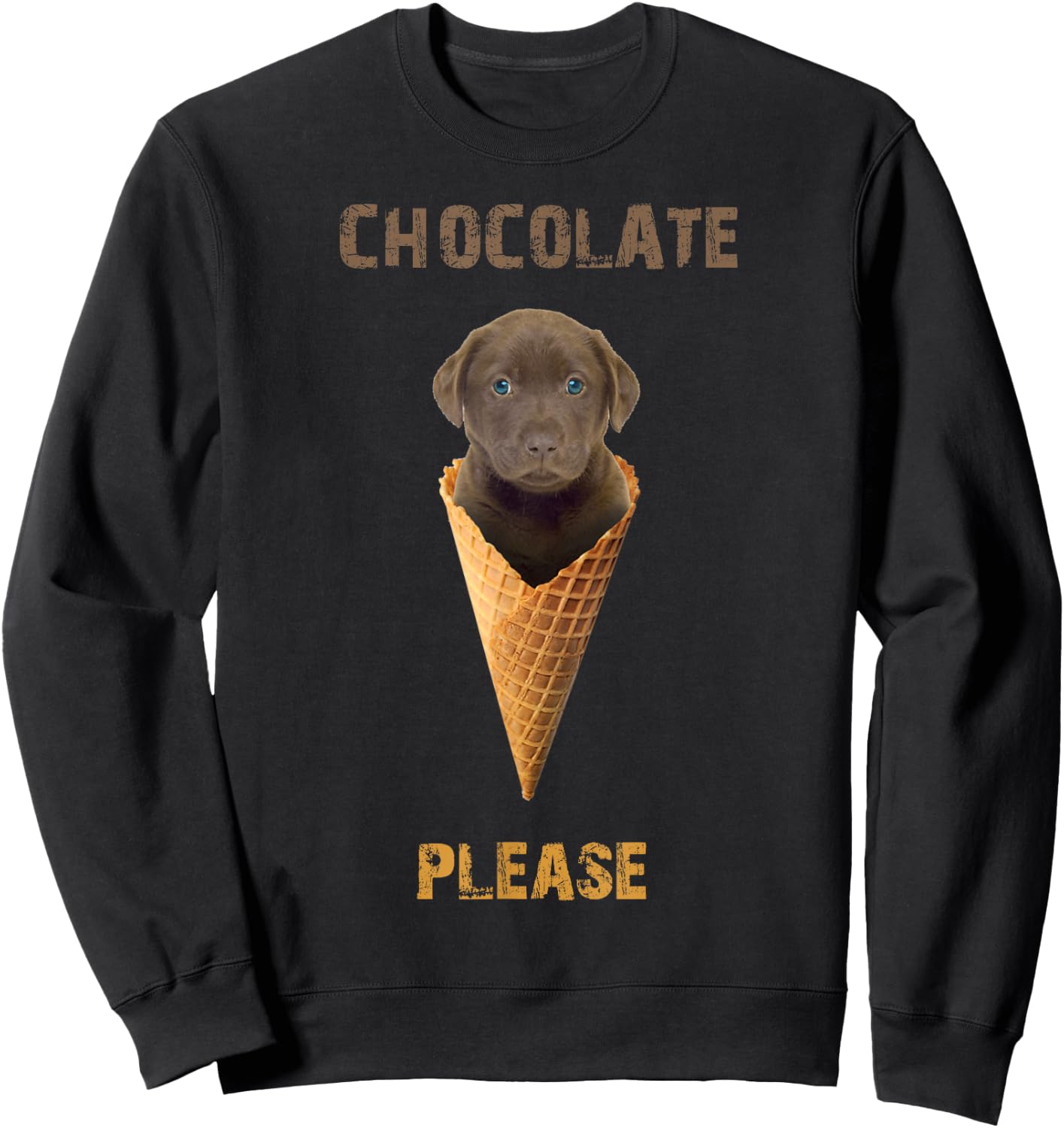 Chocolate Lab shirt Waffle Cone Ice Cream Cute Puppy Women Girls Kids Sweatshirt - Sweatshirt | Black