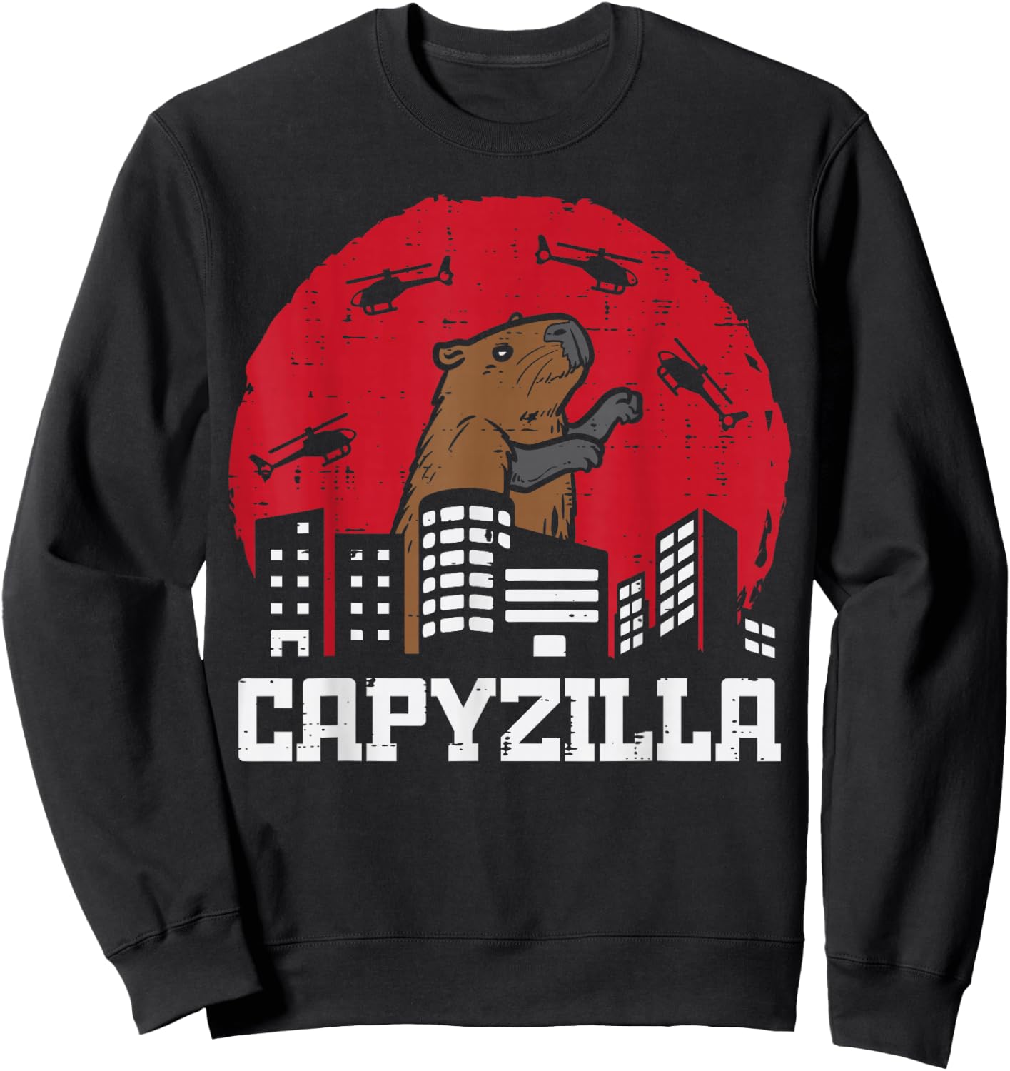 Capybara Monster Capyzilla Funny Capy Rodent Men Women Kids Sweatshirt - Sweatshirt | Black
