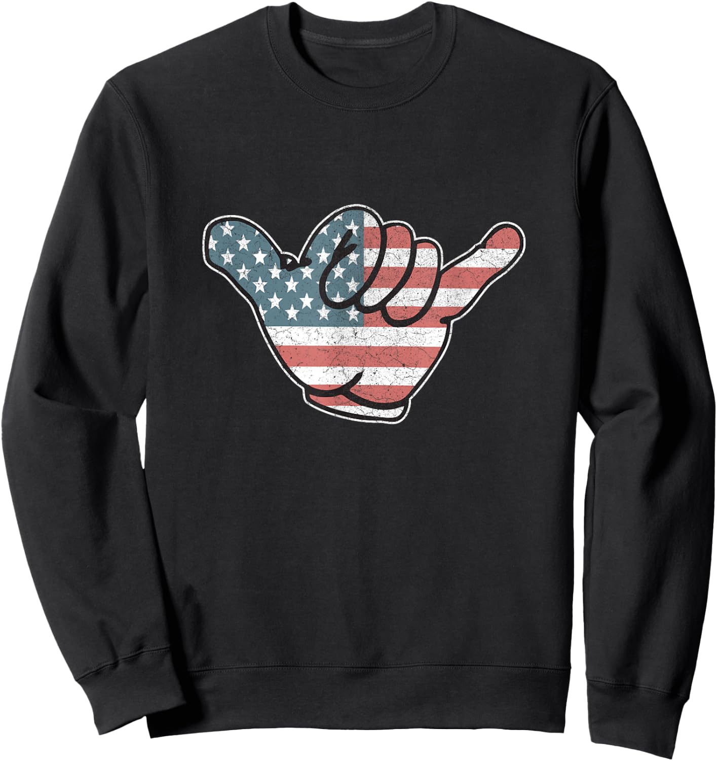 American Flag Vintage Cool Loose Hand Hang Shocker Gesture Women Men Sweatshirt - Sweatshirt | Black