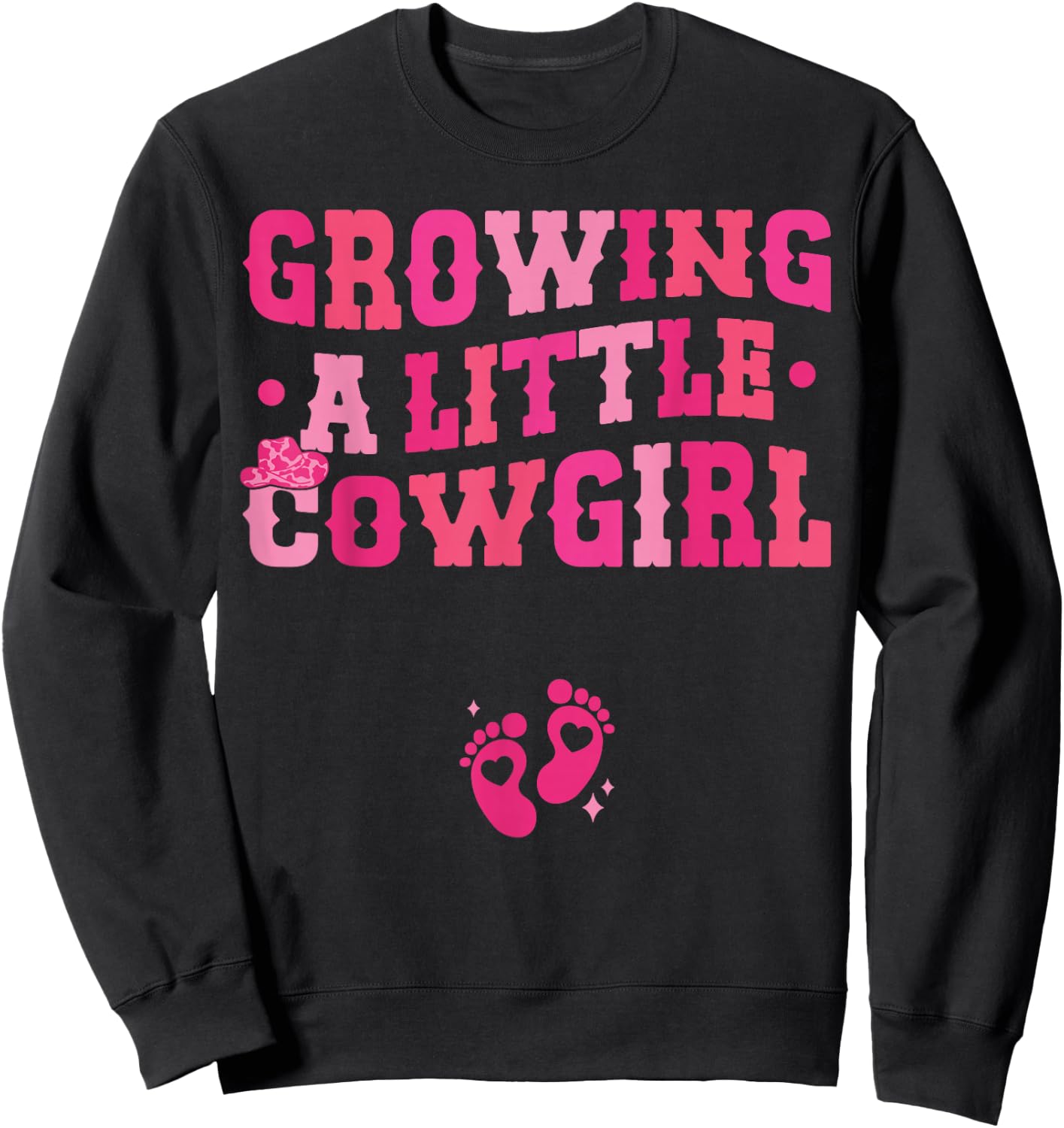 Country Pregnancy Announcement Apparel Co. Growing a Little Cowgirl - Black X-Small Short Sleeve Sweatshirt - Sweatshirt | Black