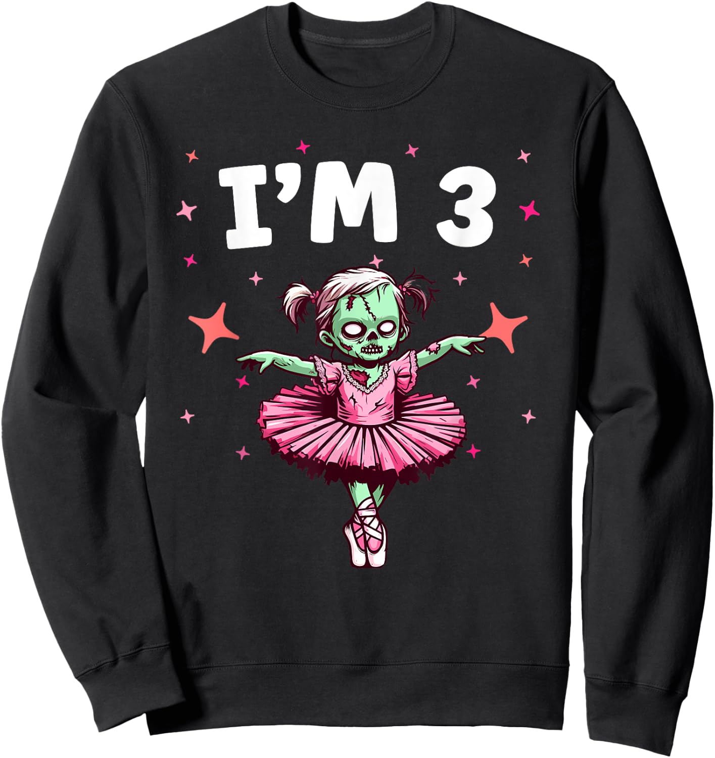 Ballerina Zombie Birthday 3rd Birthday Party I'm 3 Sweatshirt - Sweatshirt | Black