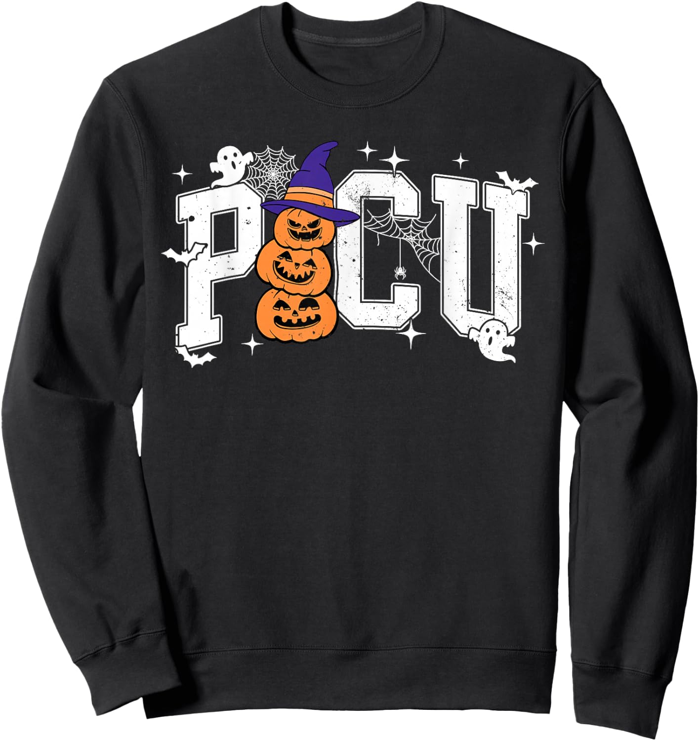 PICU Nurse Halloween Hospital Party Funny Nursing Students Sweatshirt - Sweatshirt | Black