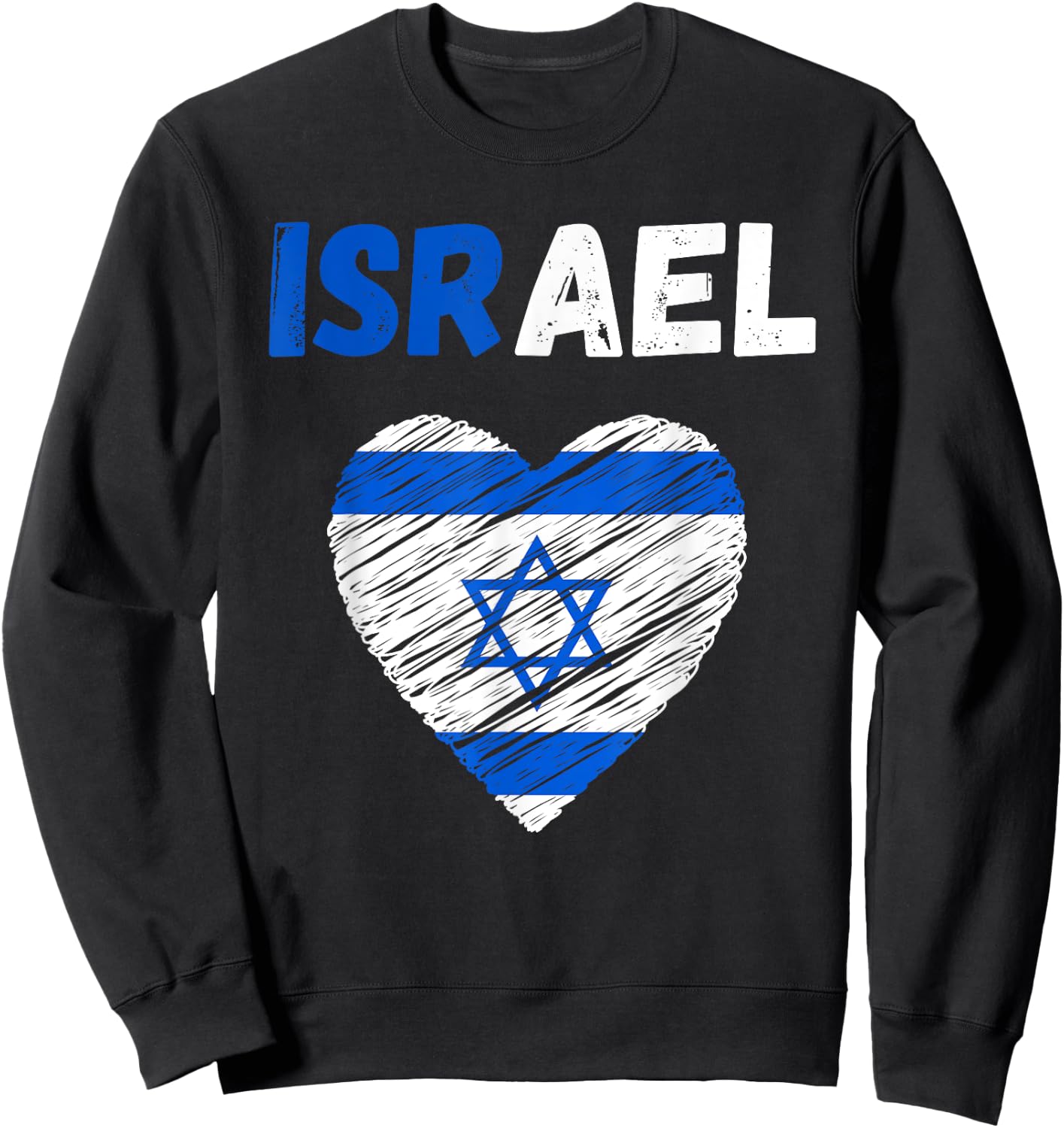 Israel Flag Holiday Israel Heart Israeli Flag Sweatshirt - Sweatshirt | Black