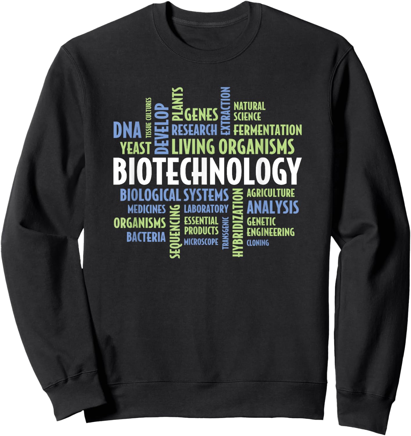 Biotechnology Word Cloud - Biotechnologist Biotech Sweatshirt - Sweatshirt | Black