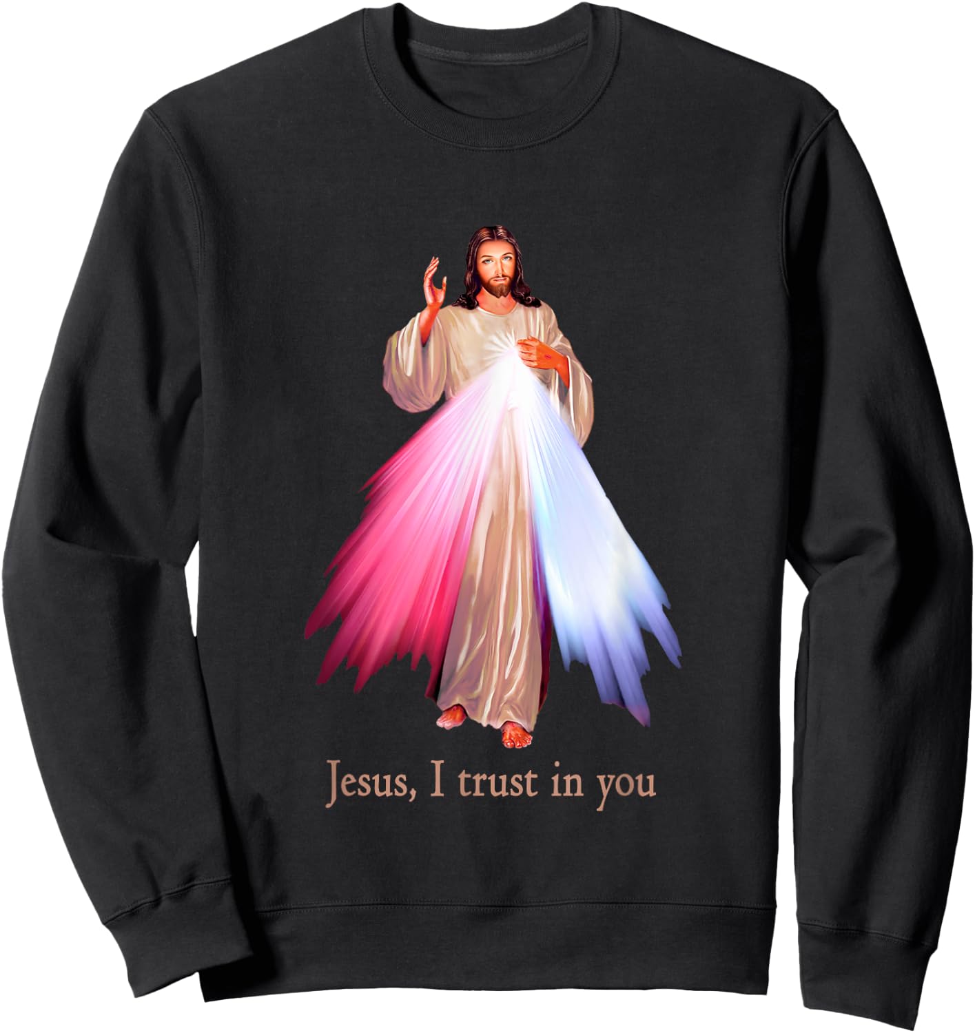 Divine Mercy Jesus I trust in You FRONT AND BACK Sweatshirt - Sweatshirt | Black
