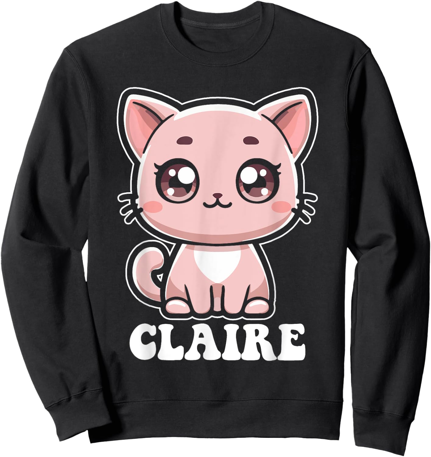 Claire Cute Cat Kitten Design for Girls Name Claire Sweatshirt - Sweatshirt | Black
