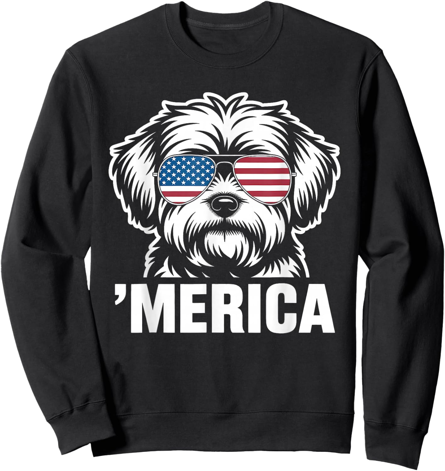 Patriotic USA American Flag 4th of July Maltese Sweatshirt - Sweatshirt | Black