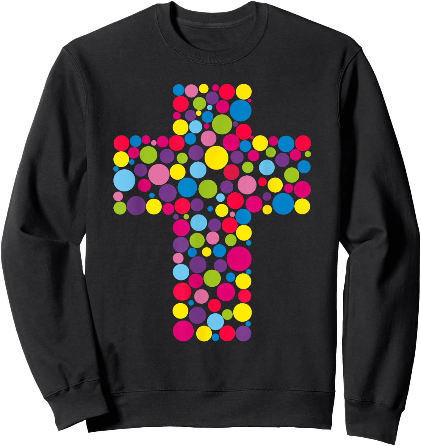 Happy Dot Day Colorful Cross For Christian Creators Sweatshirt - Sweatshirt | Black