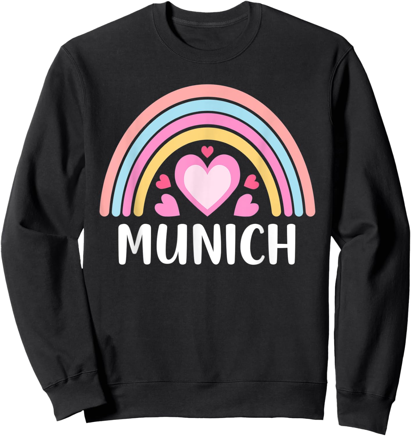 Munich Germany Rainbow Hearts Sweatshirt - Sweatshirt | Black