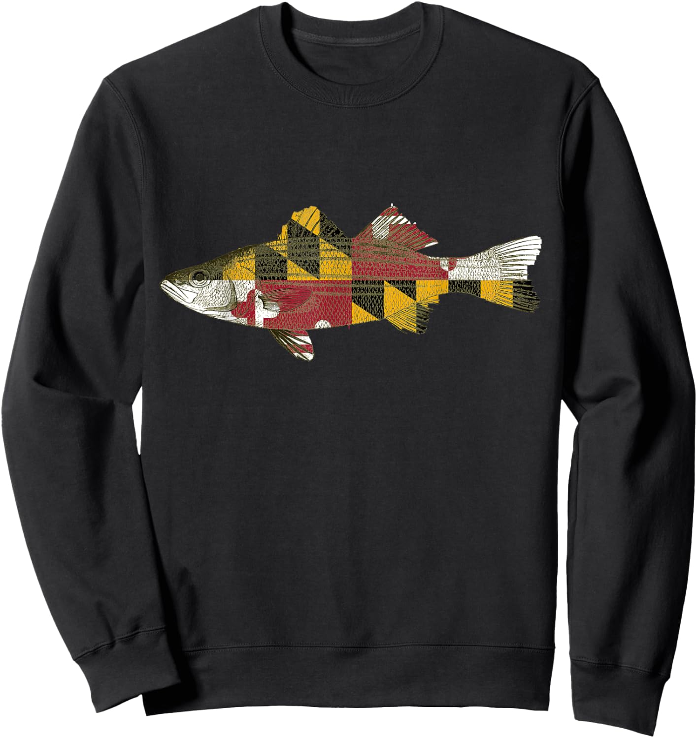 Maryland Rockfish State Flag MD Fishing Shirt Sweatshirt - Sweatshirt | Black