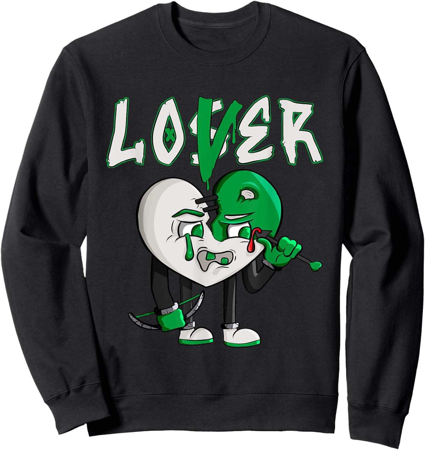 Loser Love Drip Heart Matching Lucky Green White Sweatshirt - Sweatshirt | Black