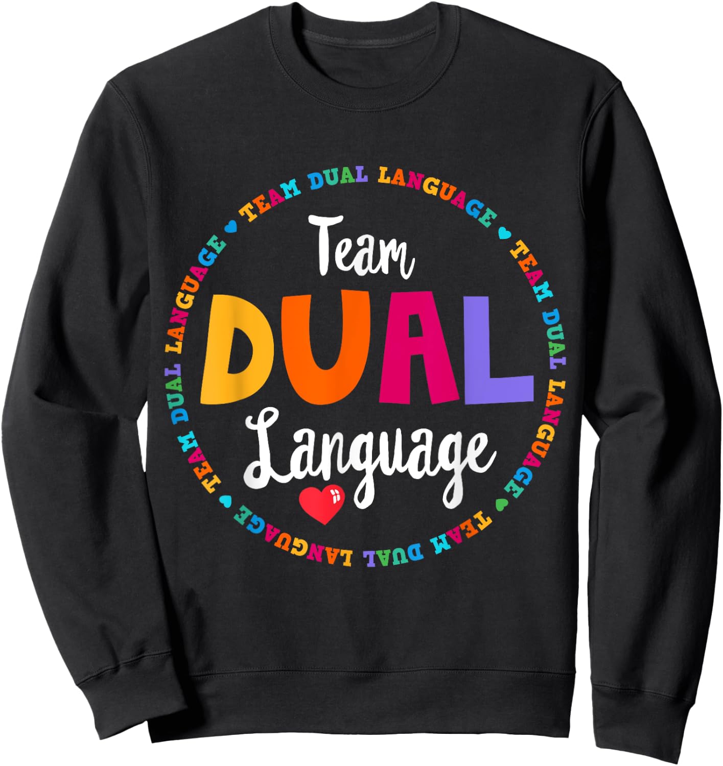 Cute Back to School Squad Team Dual Language Teachers Women Girls Kids Sweatshirt - Sweatshirt | Black