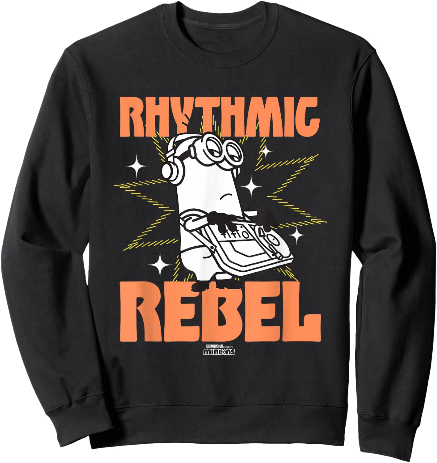 Minions Rhythmic Rebel Kevin The Minion Vintage DJ Logo Sweatshirt - Sweatshirt | Black