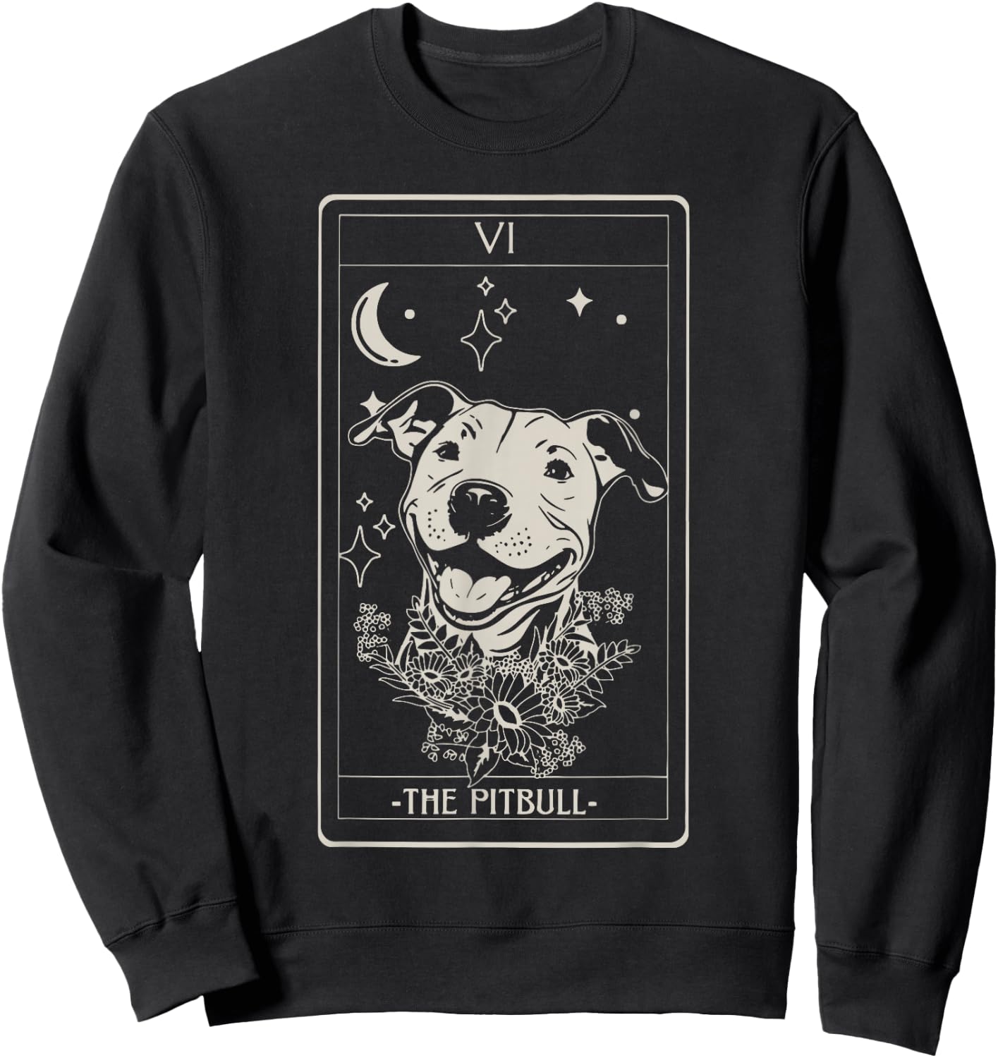 Pitbull Tarot Card Pitbull Lover Pittie Dog Mom Women Men Sweatshirt - Sweatshirt | Black