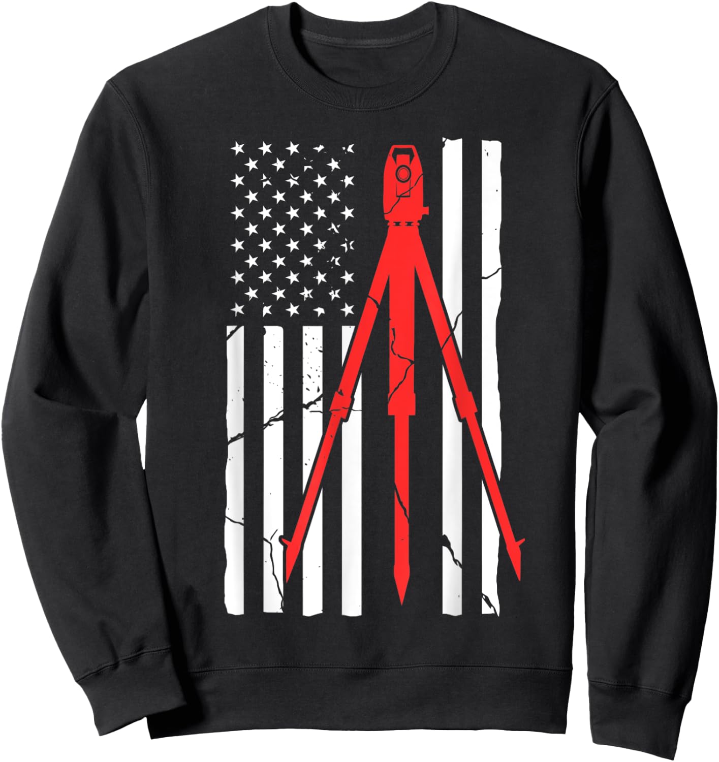 Land Surveying Flag Equipment Funny Surveyor Gifts Sweatshirt - Sweatshirt | Black