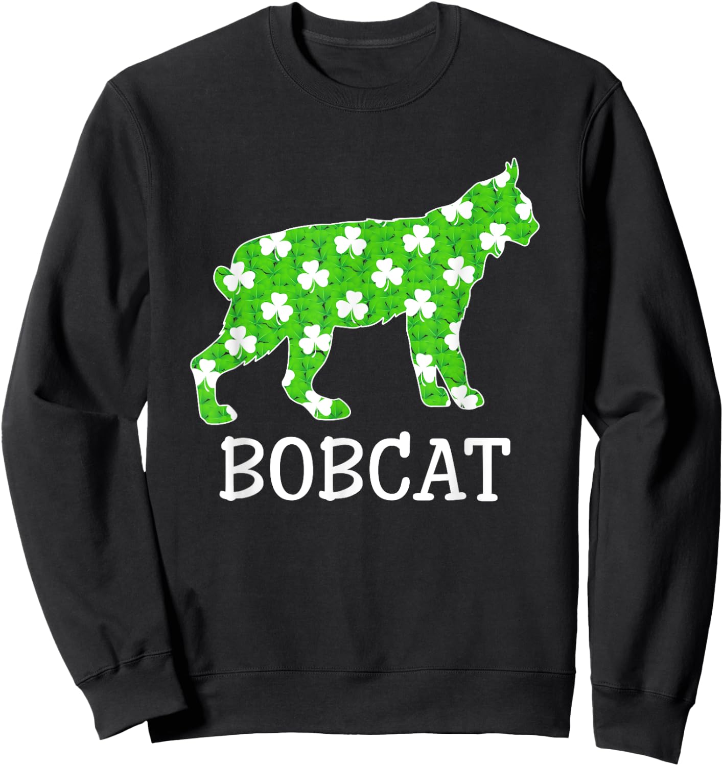 Irish St. Patrick's Day Costume Shamrock Bobcat Sweatshirt - Sweatshirt | Black