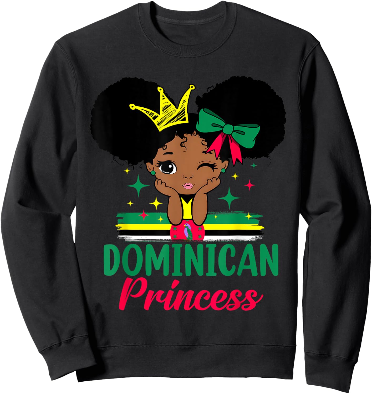 Dominician Princess Dominica Girl Melanin Dominician Flag Sweatshirt - Sweatshirt | Black